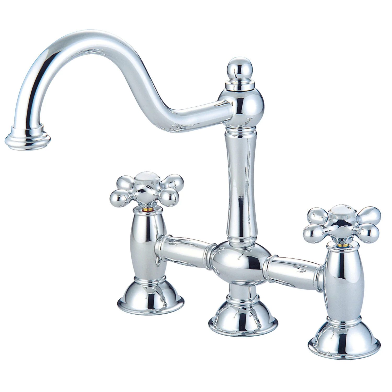Kingston Heirloom KS3781AX - Restoration Two-Handle 3-Hole Deck Mount Bridge Kitchen Faucet, Polished Chrome