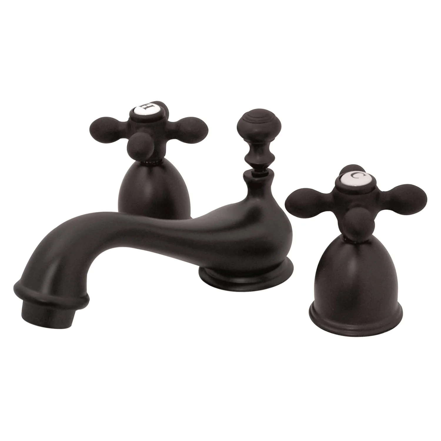 Kingston Heirloom KS3955AX - Restoration Two-Handle 3-Hole Deck Mount Mini-Widespread Bathroom Faucet with Brass Pop-Up, Oil Rubbed Bronze