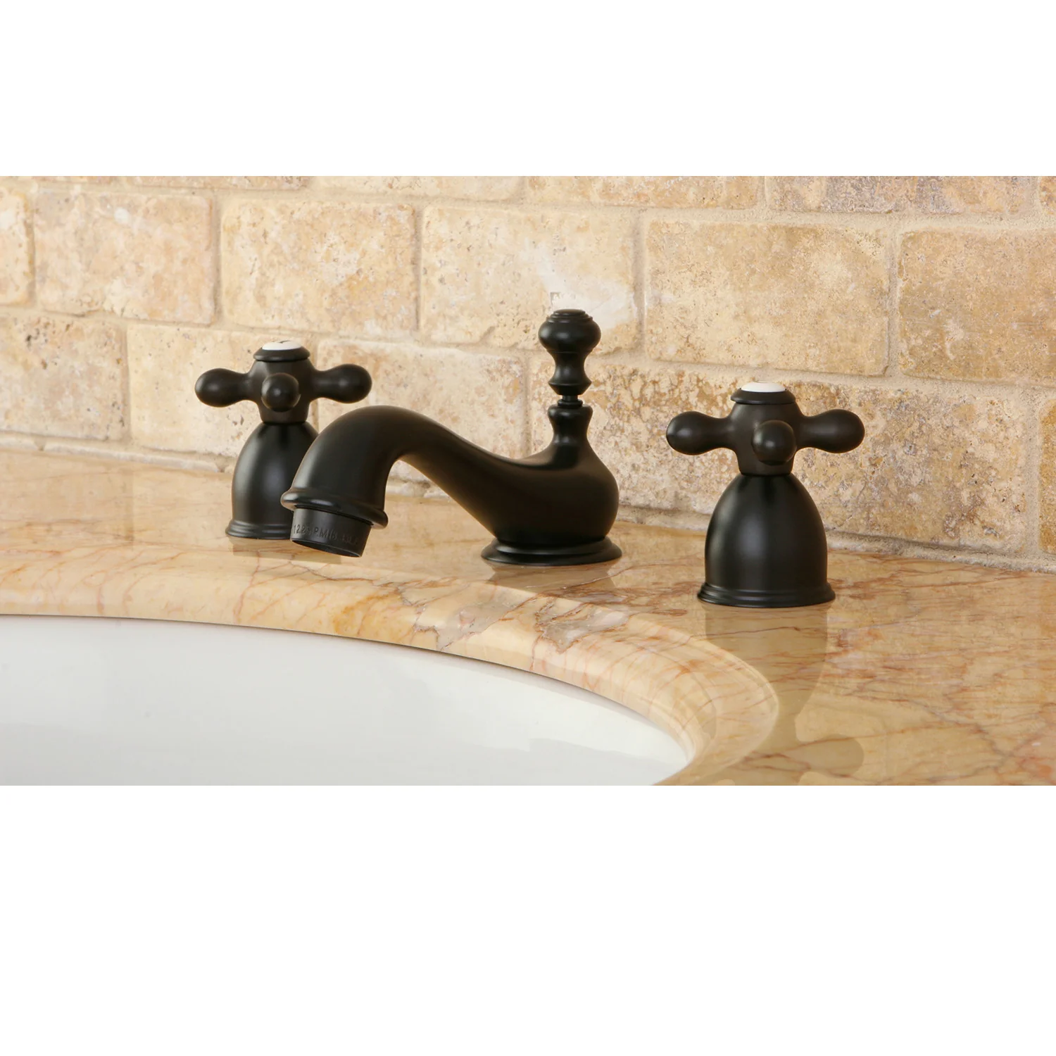 Kingston Heirloom KS3955AX - Restoration Two-Handle 3-Hole Deck Mount Mini-Widespread Bathroom Faucet with Brass Pop-Up, Oil Rubbed Bronze - Image 2