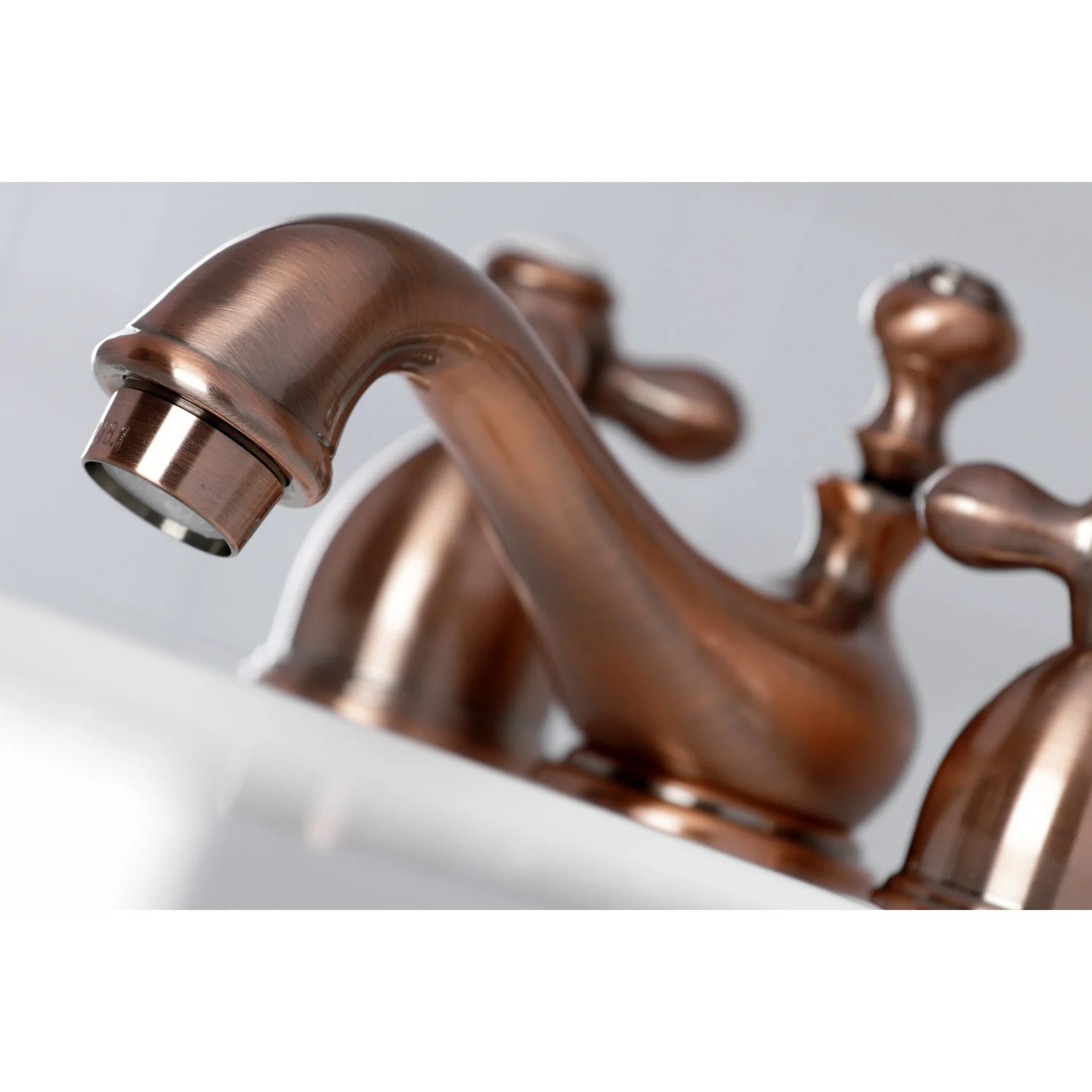 Kingston Heirloom KS395AXAC - Restoration Two-Handle 3-Hole Deck Mount Mini-Widespread Bathroom Faucet with Brass Pop-Up, Antique Copper - Image 5