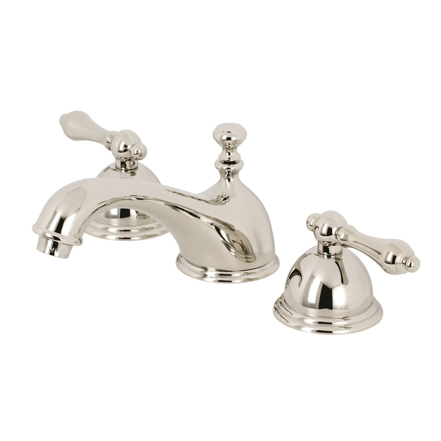 Kingston Heirloom KS3966AL - Restoration Two-Handle 3-Hole Deck Mount Widespread Bathroom Faucet with Brass Pop-Up, Polished Nickel