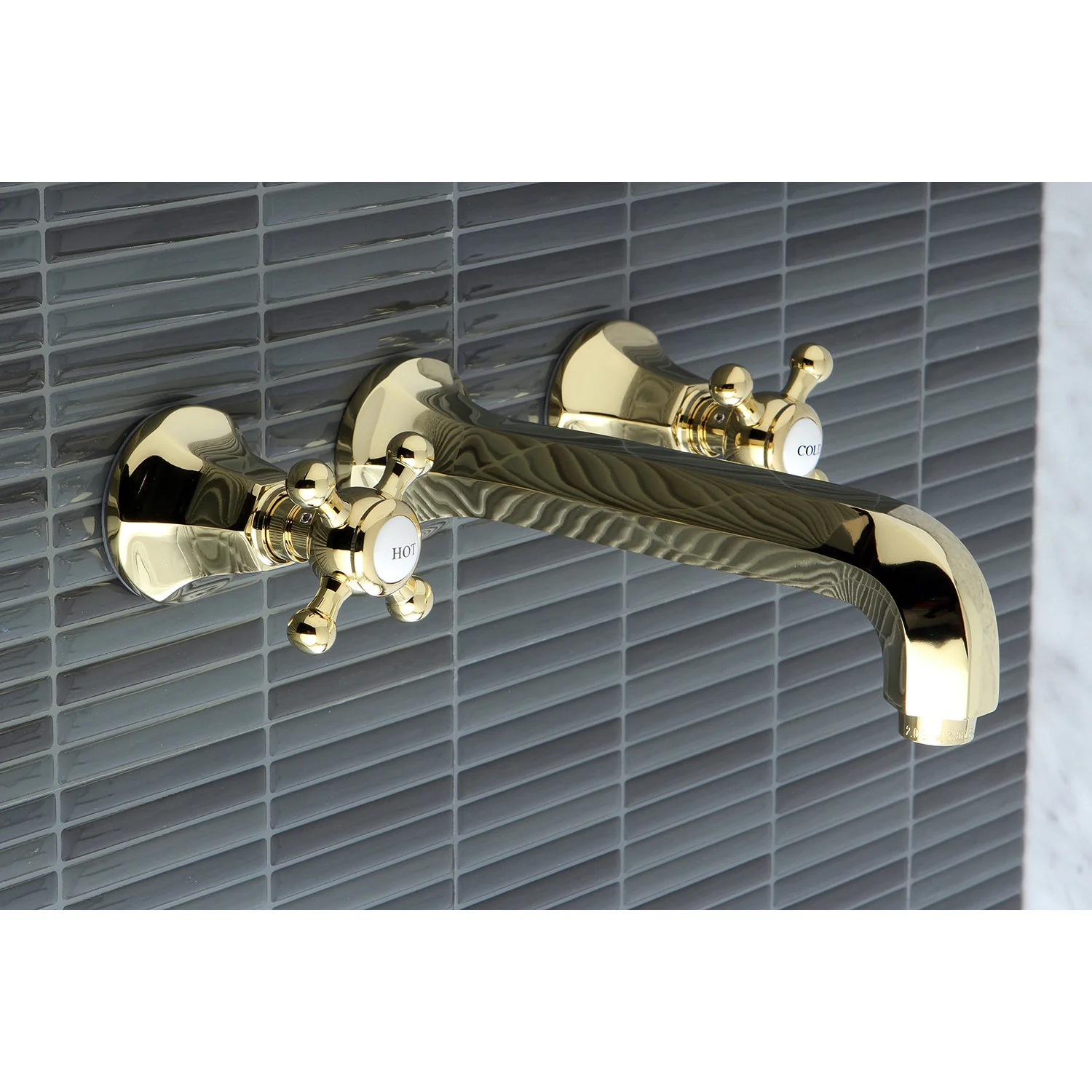 Kingston Tulare KS4022BX - Metropolitan Two-Handle 3-Hole Wall Mount Tub Faucet, Polished Brass - Image 2