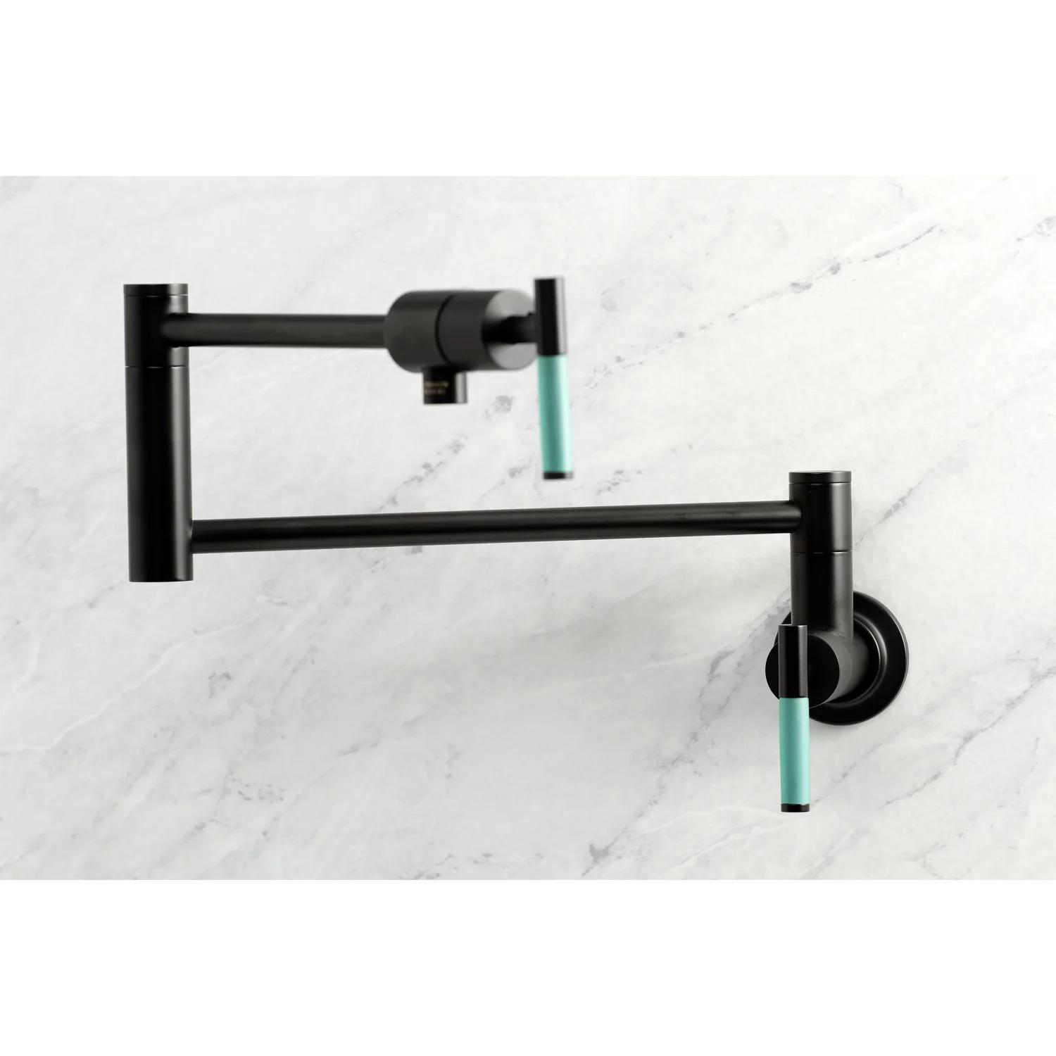 Kingston Sona KS4100CKL - Kaiser Two-Handle 1-Hole Wall Mount Pot Filler Faucet, Matte Black - Image 3