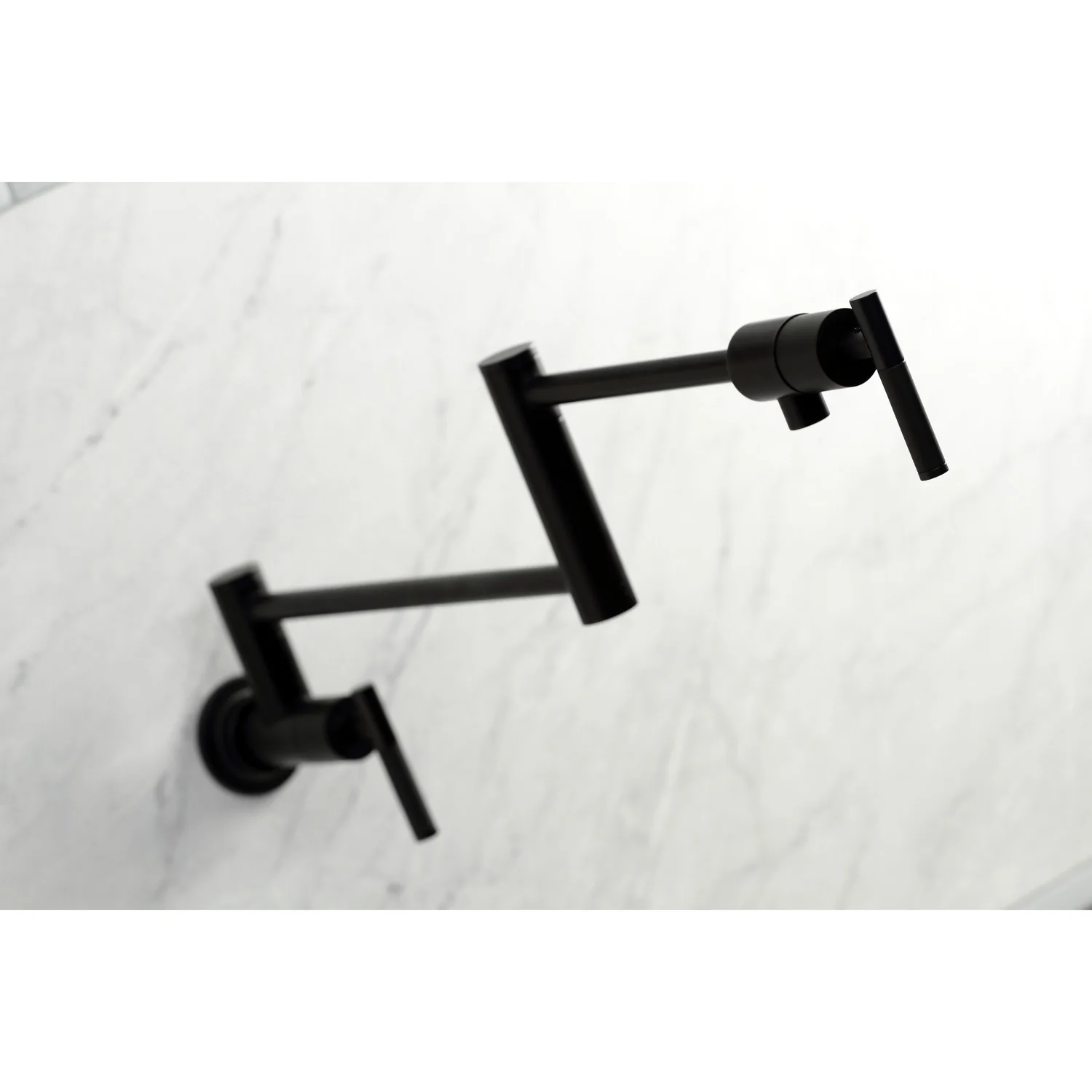 Kingston Sona KS4100CKL - Kaiser Two-Handle 1-Hole Wall Mount Pot Filler Faucet, Matte Black - Image 5
