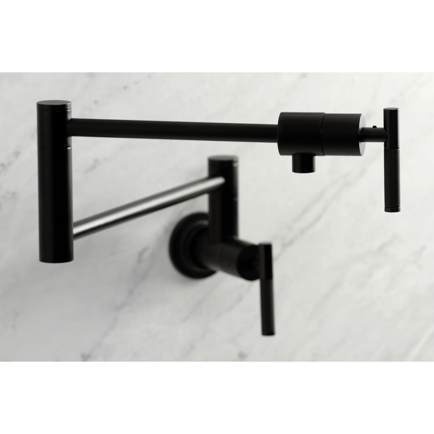 Kingston Sona KS4100CKL - Kaiser Two-Handle 1-Hole Wall Mount Pot Filler Faucet, Matte Black - Image 6