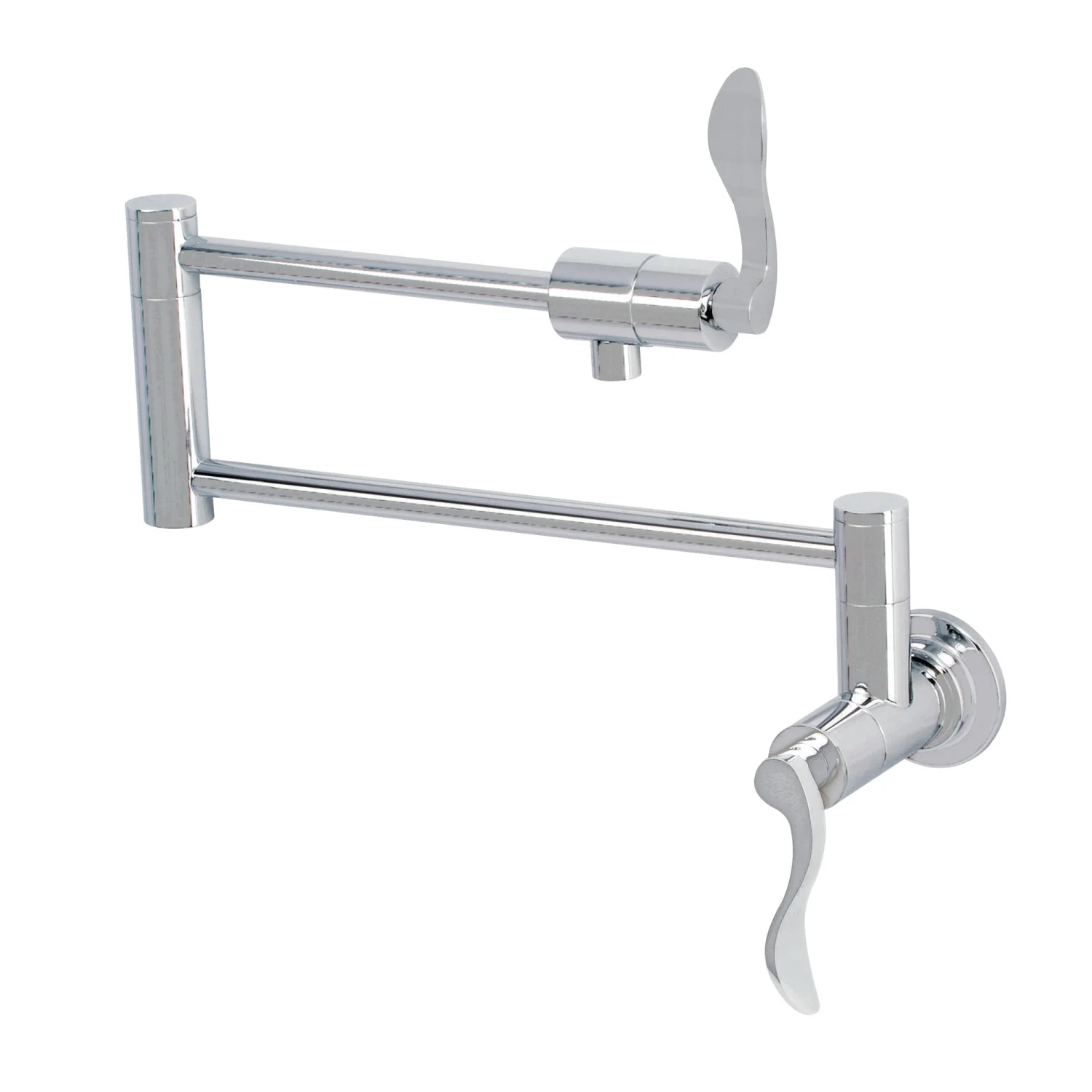 Kingston Tulare KS4101DFL - NuWave Two-Handle 1-Hole Wall Mount Pot Filler Faucet, Polished Chrome