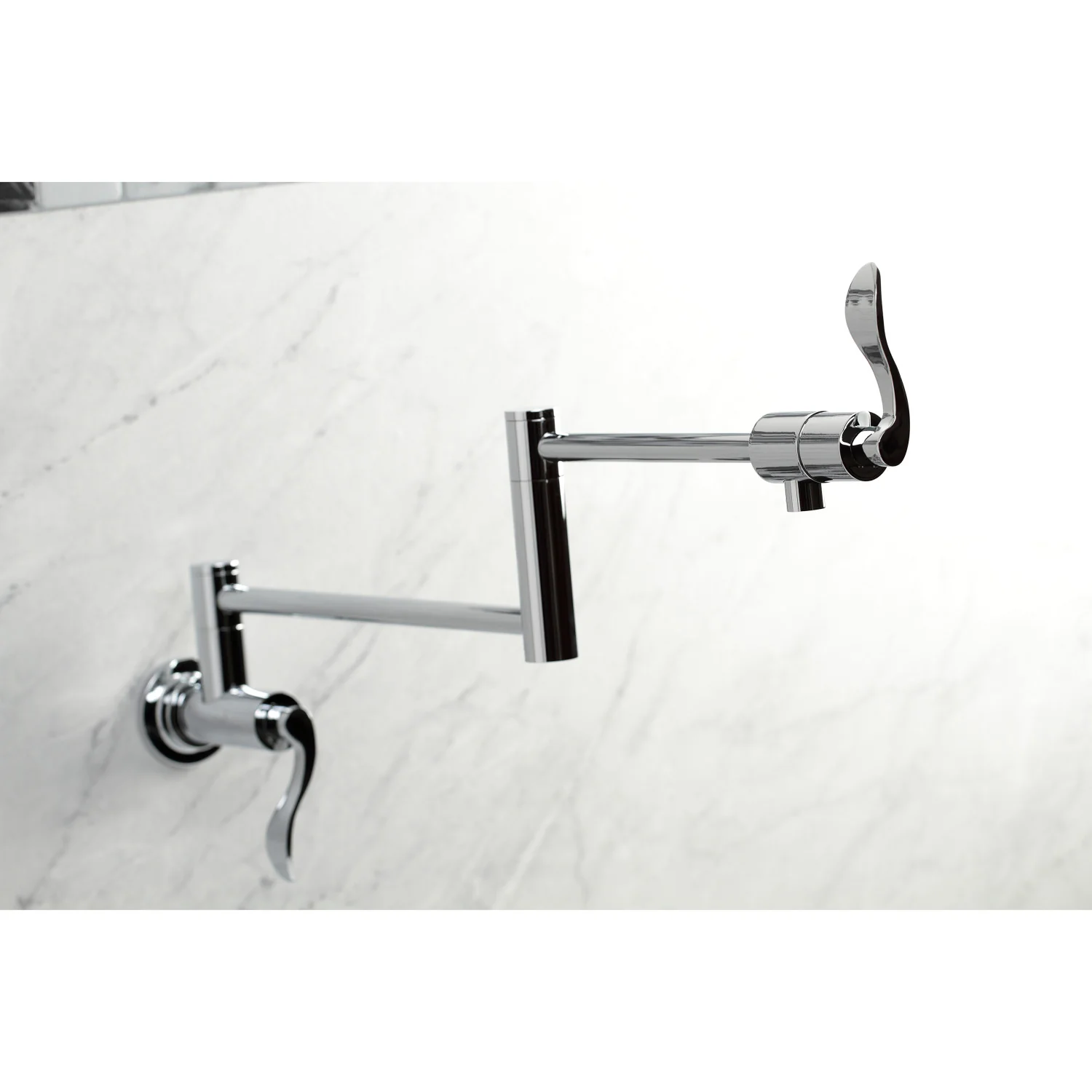 Kingston Tulare KS4101DFL - NuWave Two-Handle 1-Hole Wall Mount Pot Filler Faucet, Polished Chrome - Image 2