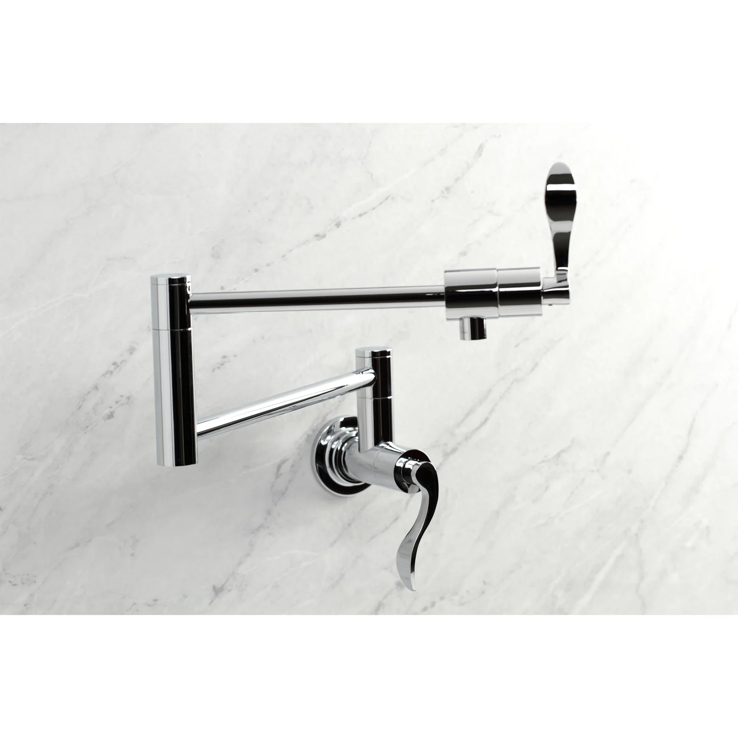Kingston Tulare KS4101DFL - NuWave Two-Handle 1-Hole Wall Mount Pot Filler Faucet, Polished Chrome - Image 3