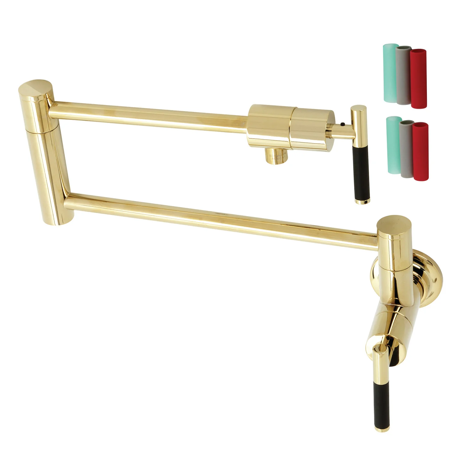 Kingston Sona KS4102CKL - Kaiser Two-Handle 1-Hole Wall Mount Pot Filler Faucet, Polished Brass