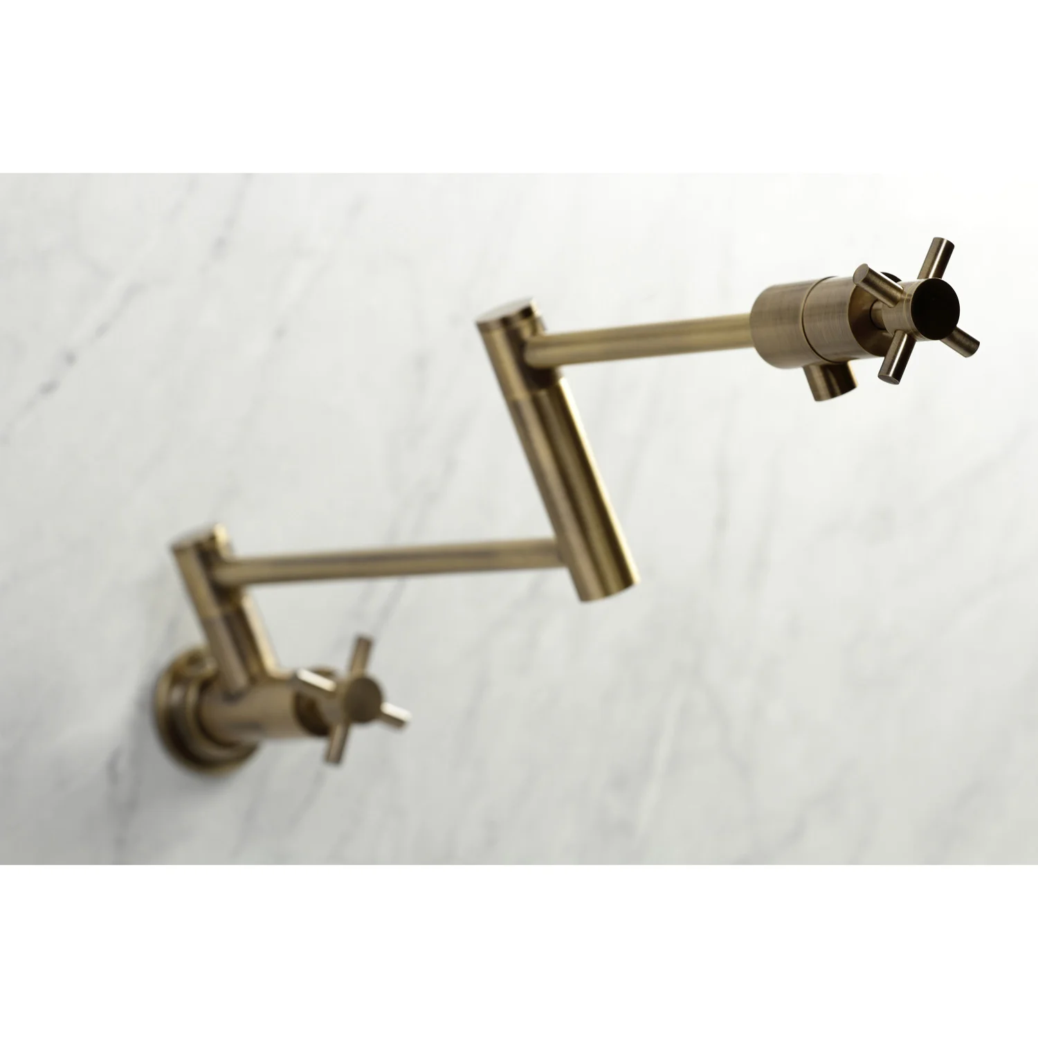 Kingston Sona KS4103DX - Concord Two-Handle 1-Hole Wall Mount Pot Filler Faucet, Antique Brass - Image 2