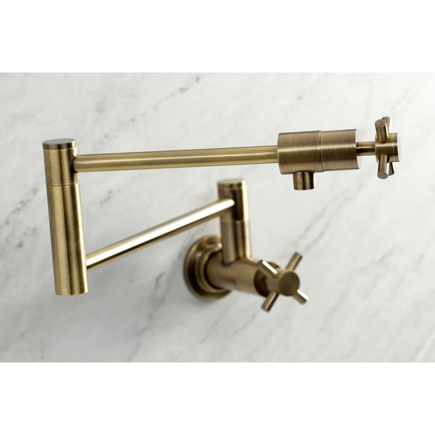 Kingston Sona KS4103DX - Concord Two-Handle 1-Hole Wall Mount Pot Filler Faucet, Antique Brass - Image 3