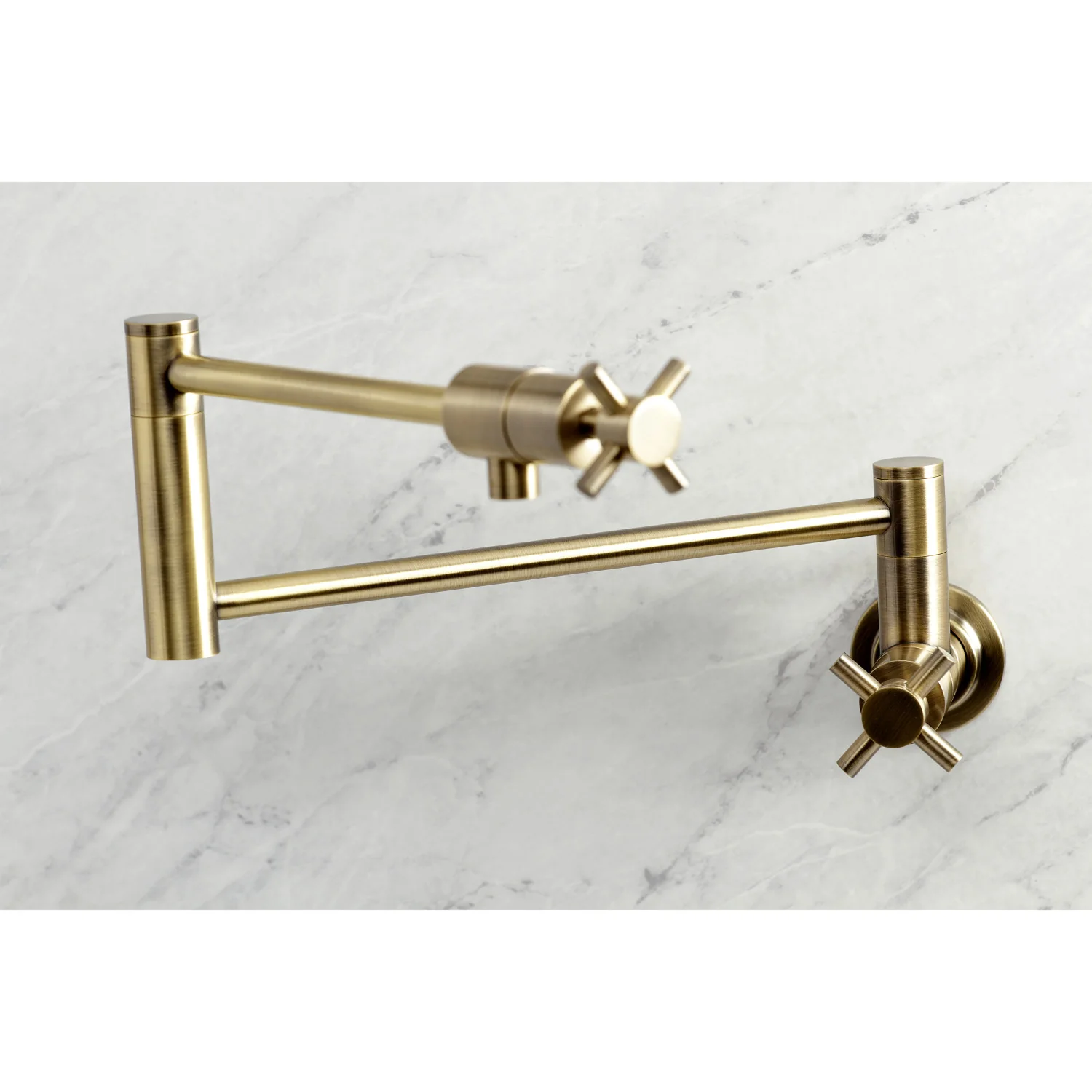 Kingston Sona KS4103DX - Concord Two-Handle 1-Hole Wall Mount Pot Filler Faucet, Antique Brass - Image 4