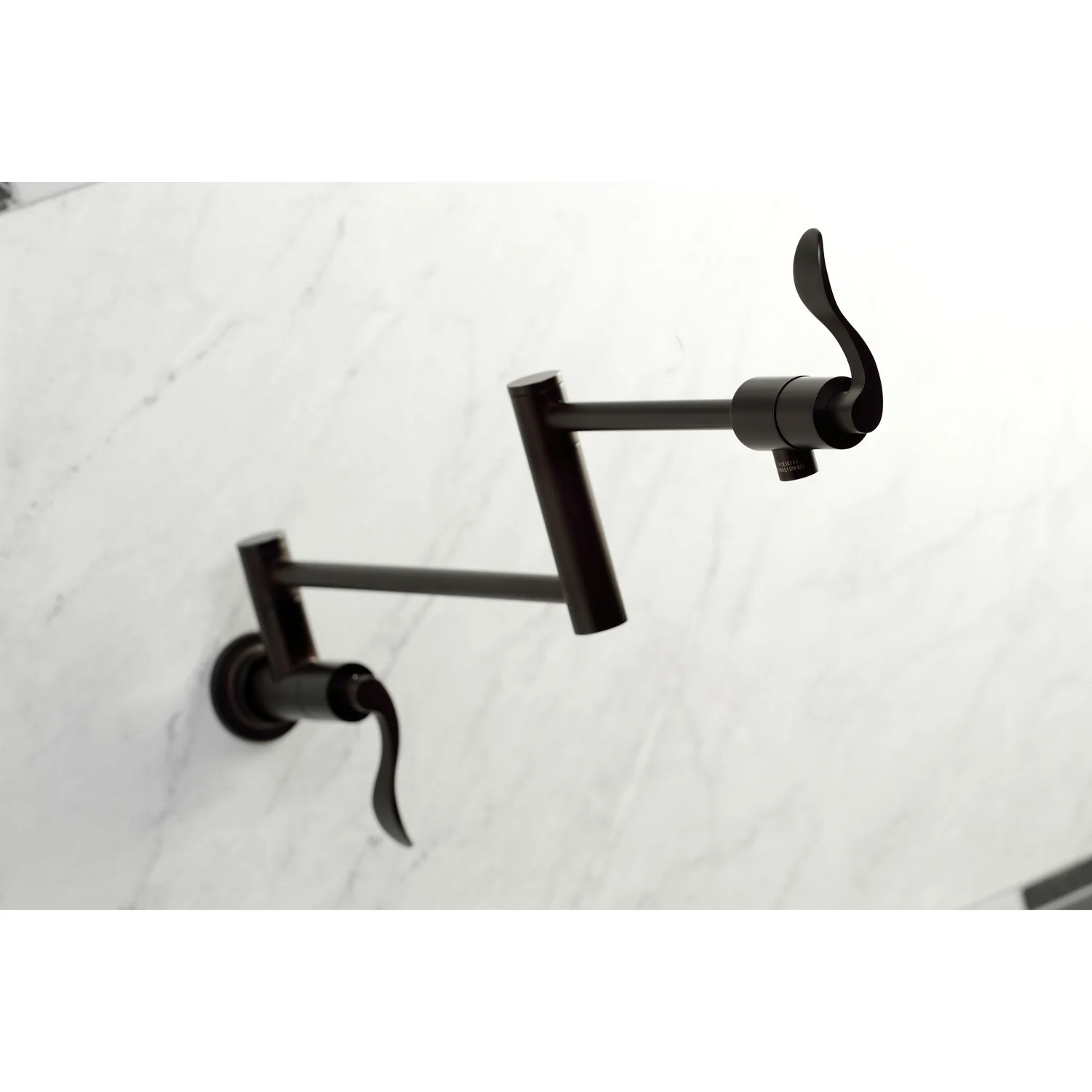 Kingston Tulare KS4105DFL - NuWave Two-Handle 1-Hole Wall Mount Pot Filler Faucet, Oil Rubbed Bronze - Image 2