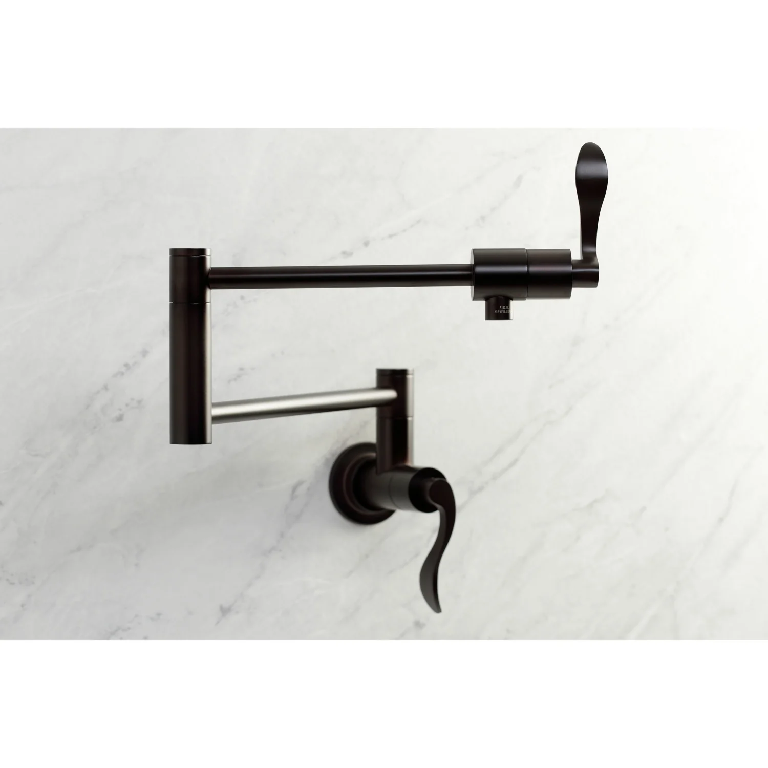 Kingston Tulare KS4105DFL - NuWave Two-Handle 1-Hole Wall Mount Pot Filler Faucet, Oil Rubbed Bronze - Image 3