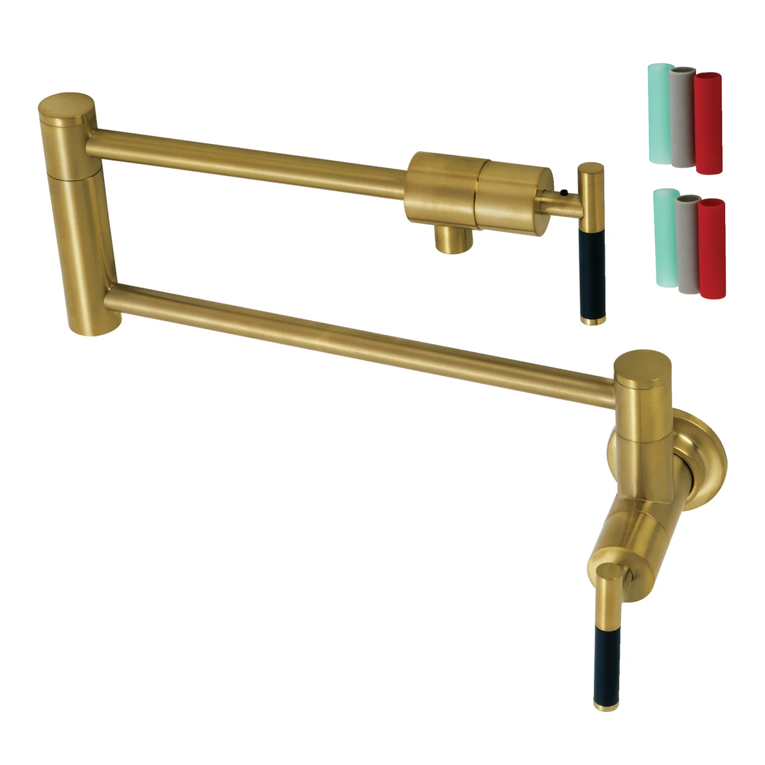 Kingston Sona KS4107CKL - Kaiser Two-Handle 1-Hole Wall Mount Pot Filler Faucet, Brushed Brass