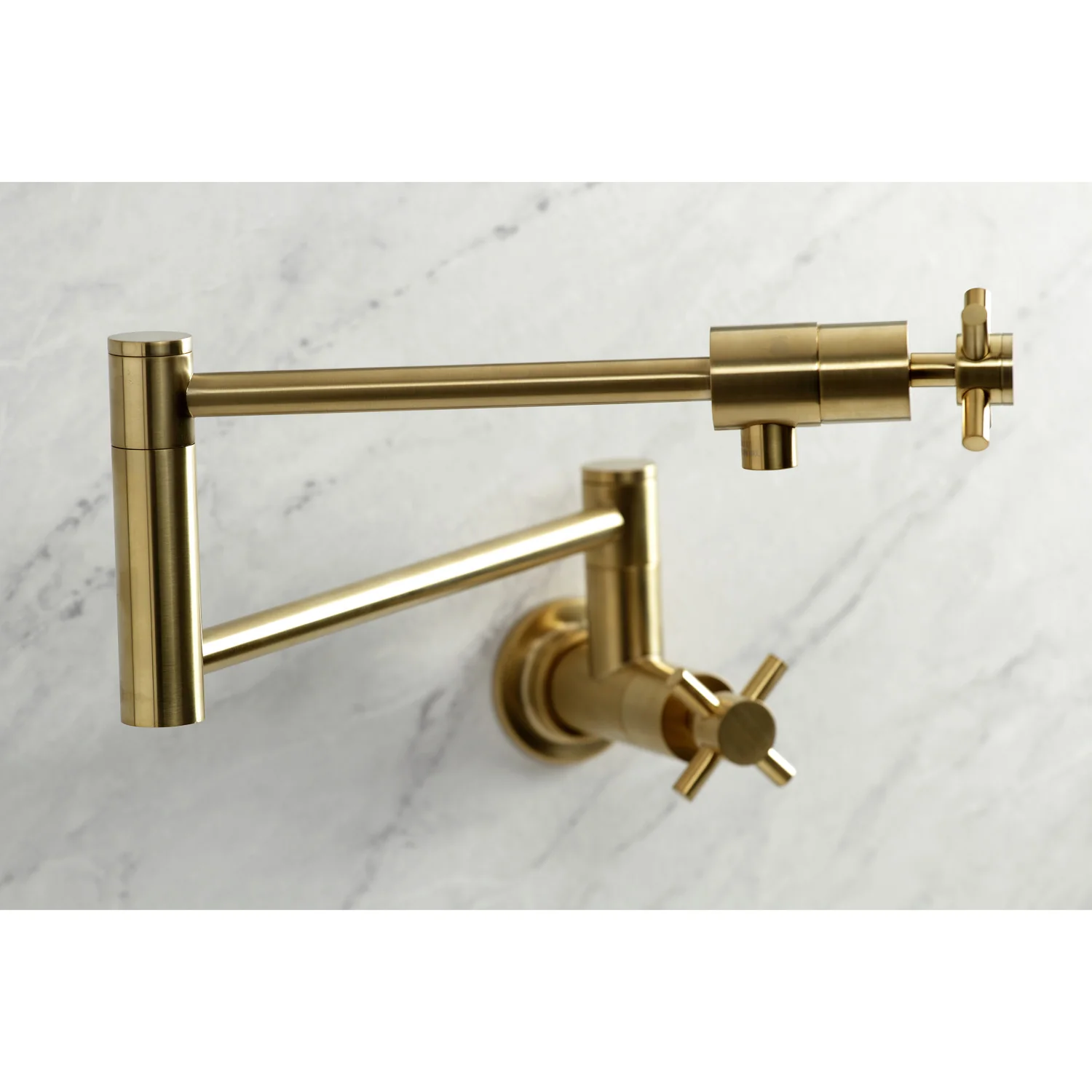 Kingston Sona KS4107DX - Concord Two-Handle 1-Hole Wall Mount Pot Filler Faucet, Brushed Brass - Image 3