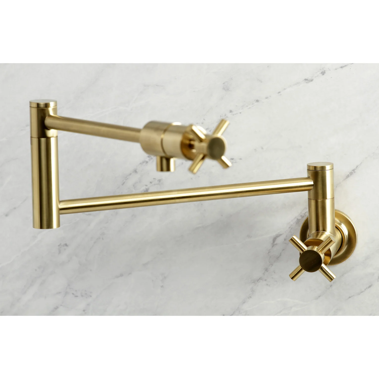 Kingston Sona KS4107DX - Concord Two-Handle 1-Hole Wall Mount Pot Filler Faucet, Brushed Brass - Image 4
