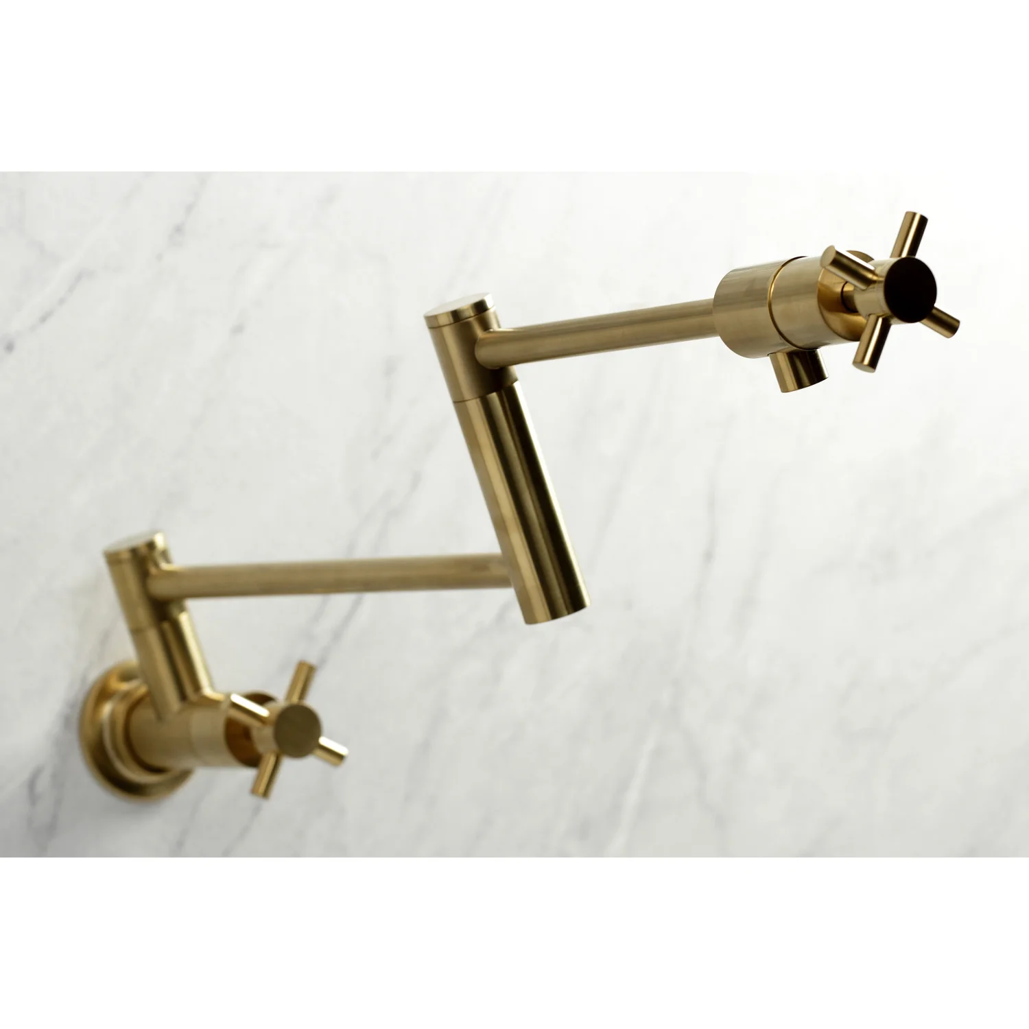 Kingston Sona KS4107DX - Concord Two-Handle 1-Hole Wall Mount Pot Filler Faucet, Brushed Brass - Image 7