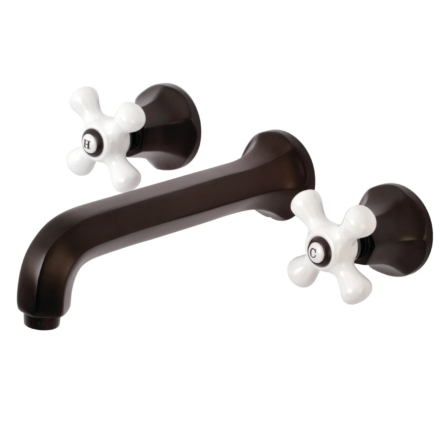 Kingston Tulare KS4125PX - Metropolitan Double-Handle 3-Hole Wall Mount Bathroom Faucet, Oil Rubbed Bronze