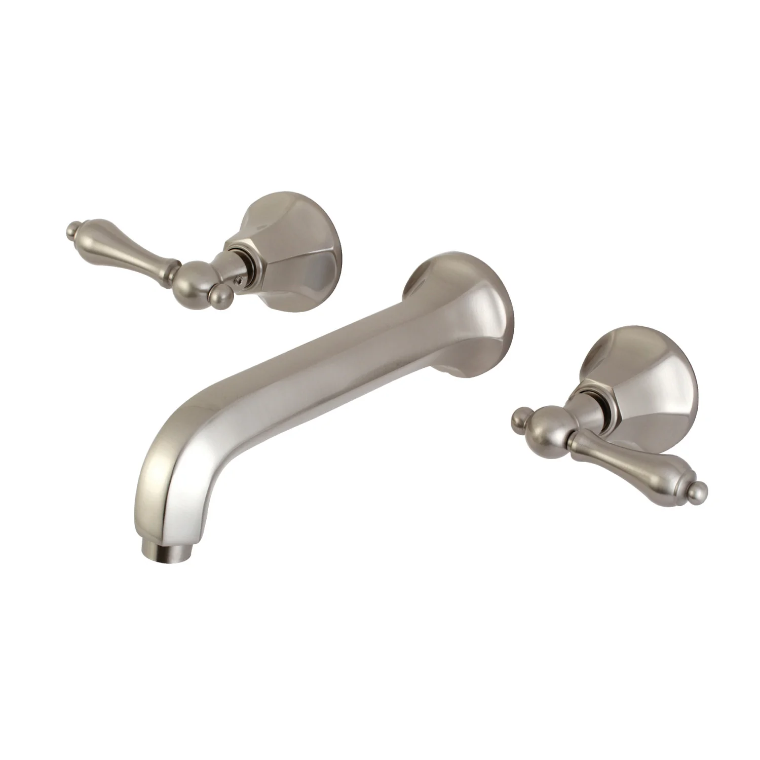 Kingston Tulare KS4128AL - Metropolitan Double-Handle 3-Hole Wall Mount Bathroom Faucet, Brushed Nickel