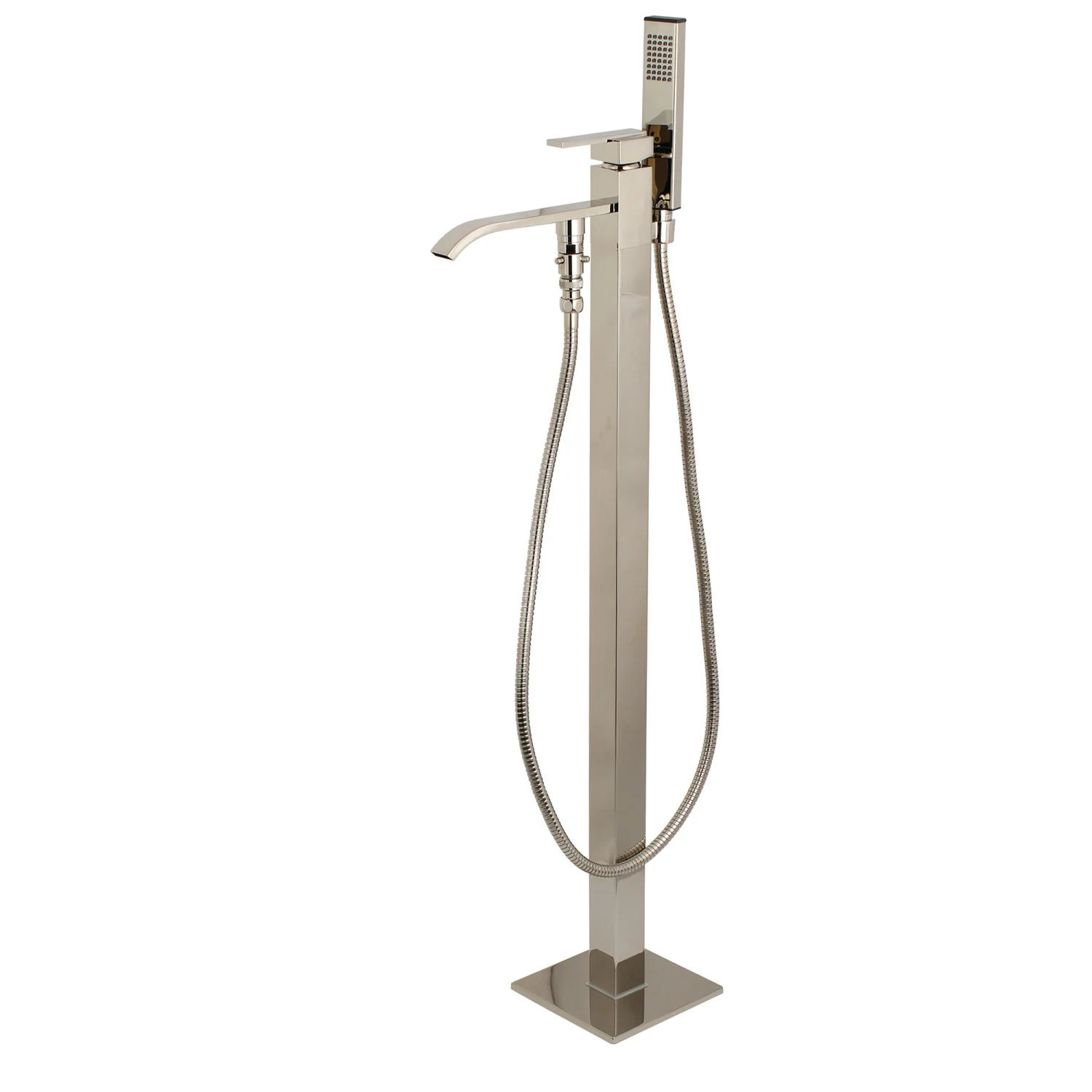 Kingston Sona KS4136QLL - Executive Single-Handle 1-Hole Freestanding Tub Faucet with Hand Shower, Polished Nickel