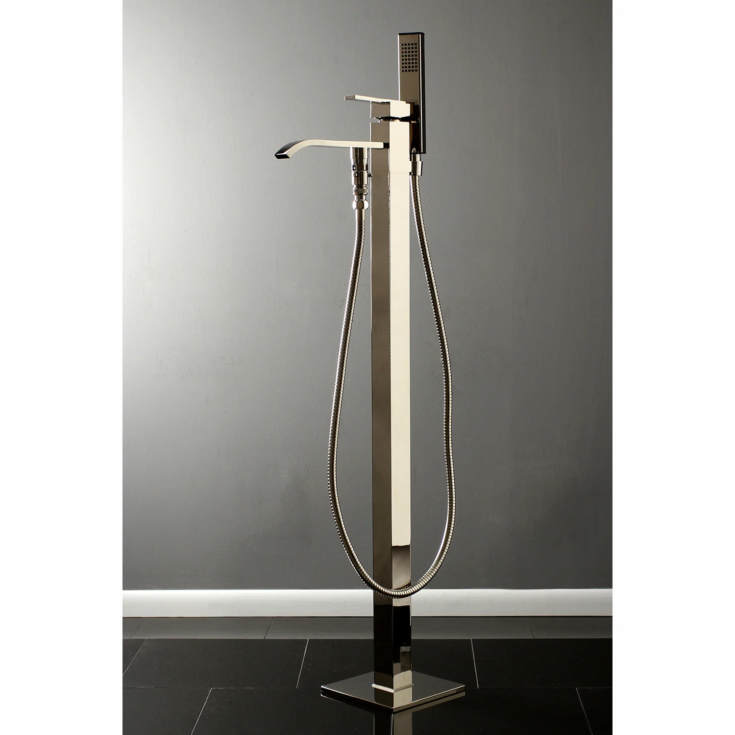 Kingston Sona KS4136QLL - Executive Single-Handle 1-Hole Freestanding Tub Faucet with Hand Shower, Polished Nickel - Image 2