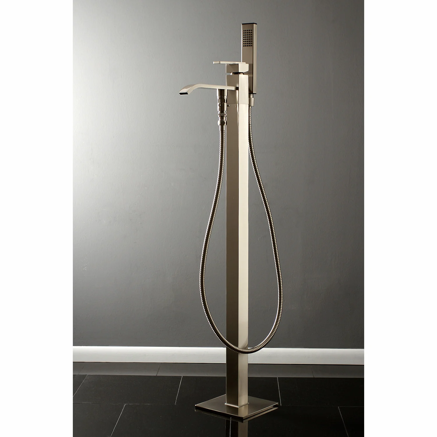 Kingston Sona KS4138QLL - Executive Single-Handle 1-Hole Freestanding Tub Faucet with Hand Shower, Brushed Nickel - Image 2