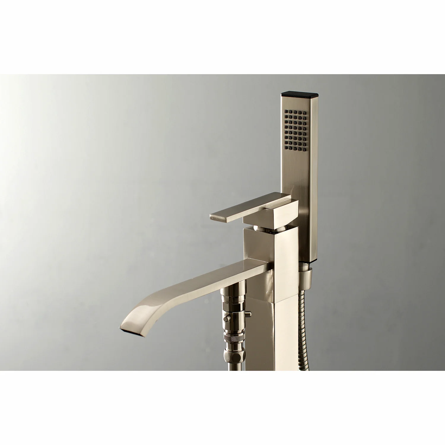 Kingston Sona KS4138QLL - Executive Single-Handle 1-Hole Freestanding Tub Faucet with Hand Shower, Brushed Nickel - Image 4