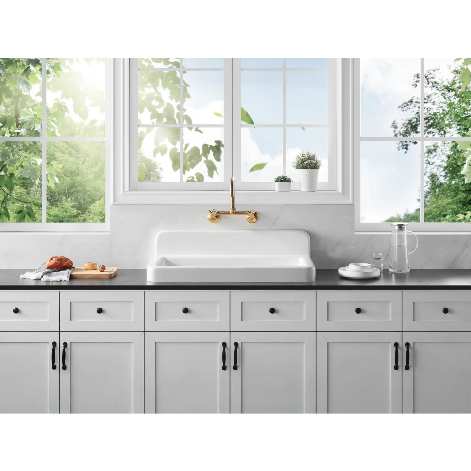 Kingston Sona KS413SB - Concord Two-Handle 2-Hole Wall Mount Kitchen Faucet, Brushed Brass - Image 15