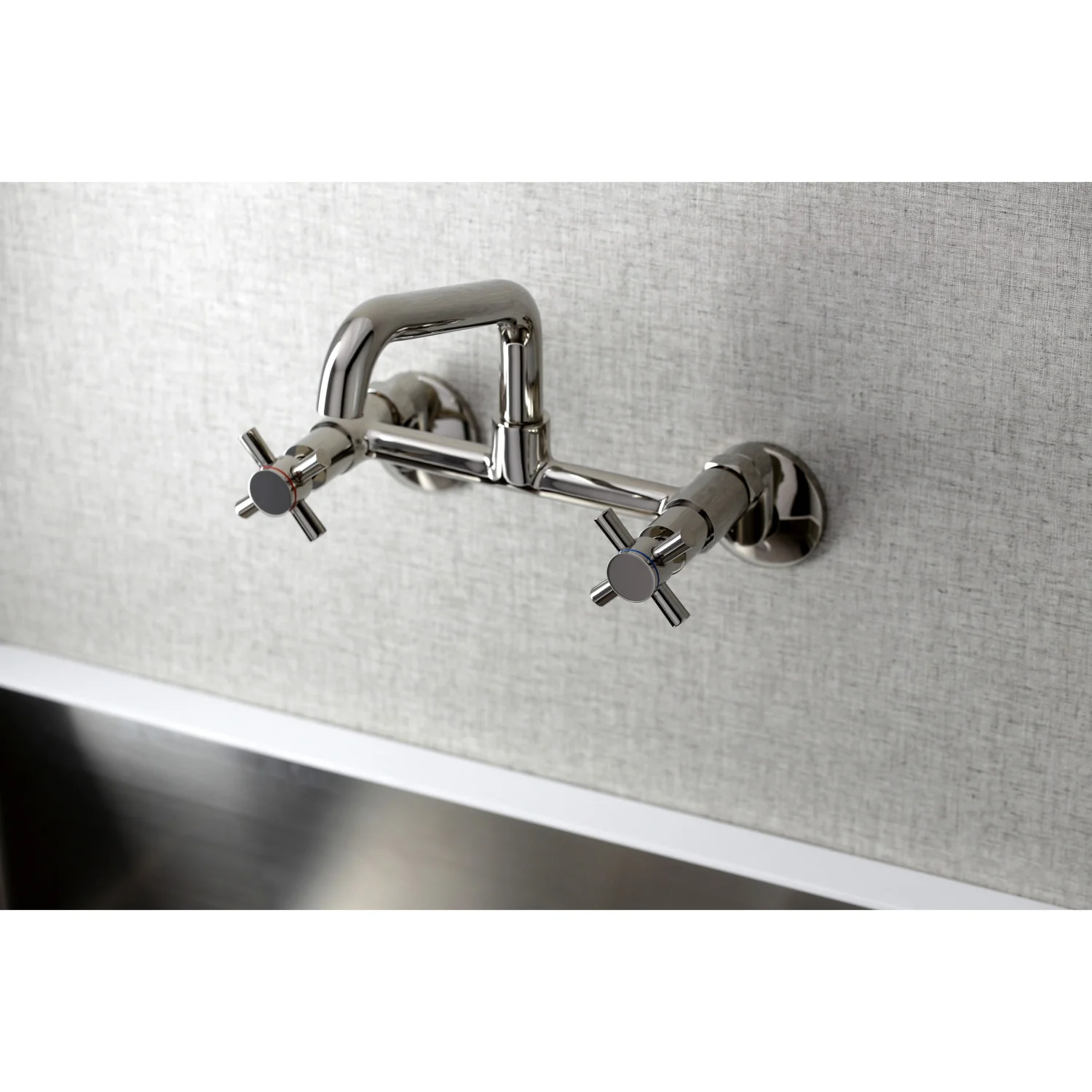 Kingston Sona KS423PN - Concord Two-Handle 2-Hole Wall Mount Kitchen Faucet, Polished Nickel - Image 6