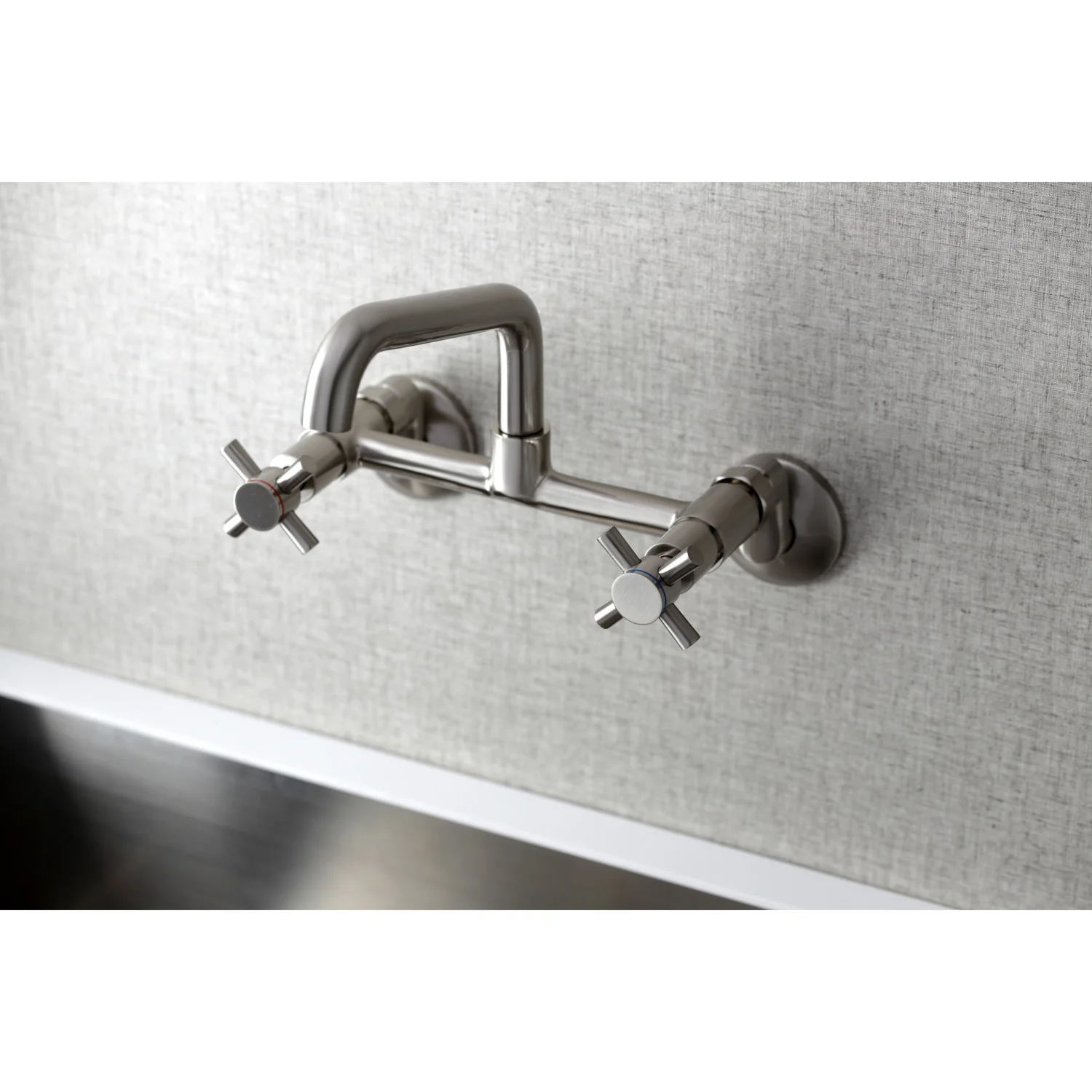 Kingston Sona KS423SN - Concord Two-Handle 2-Hole Wall Mount Kitchen Faucet, Brushed Nickel - Image 6