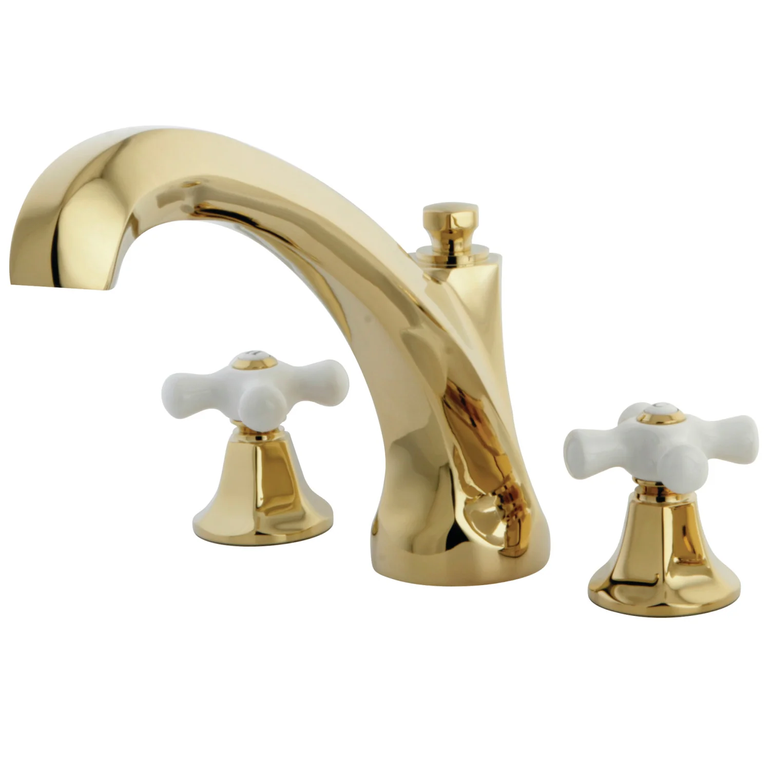 Kingston Heirloom KS4322PX - Metropolitan Two-Handle 3-Hole Deck Mount Roman Tub Faucet, Polished Brass