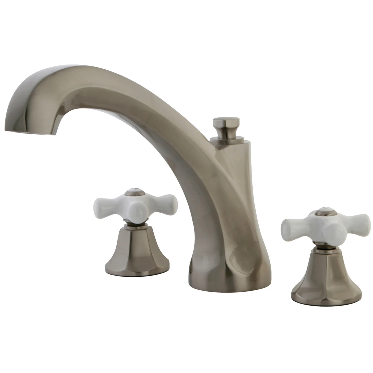 Kingston Heirloom KS4328PX - Metropolitan Two-Handle 3-Hole Deck Mount Roman Tub Faucet, Brushed Nickel