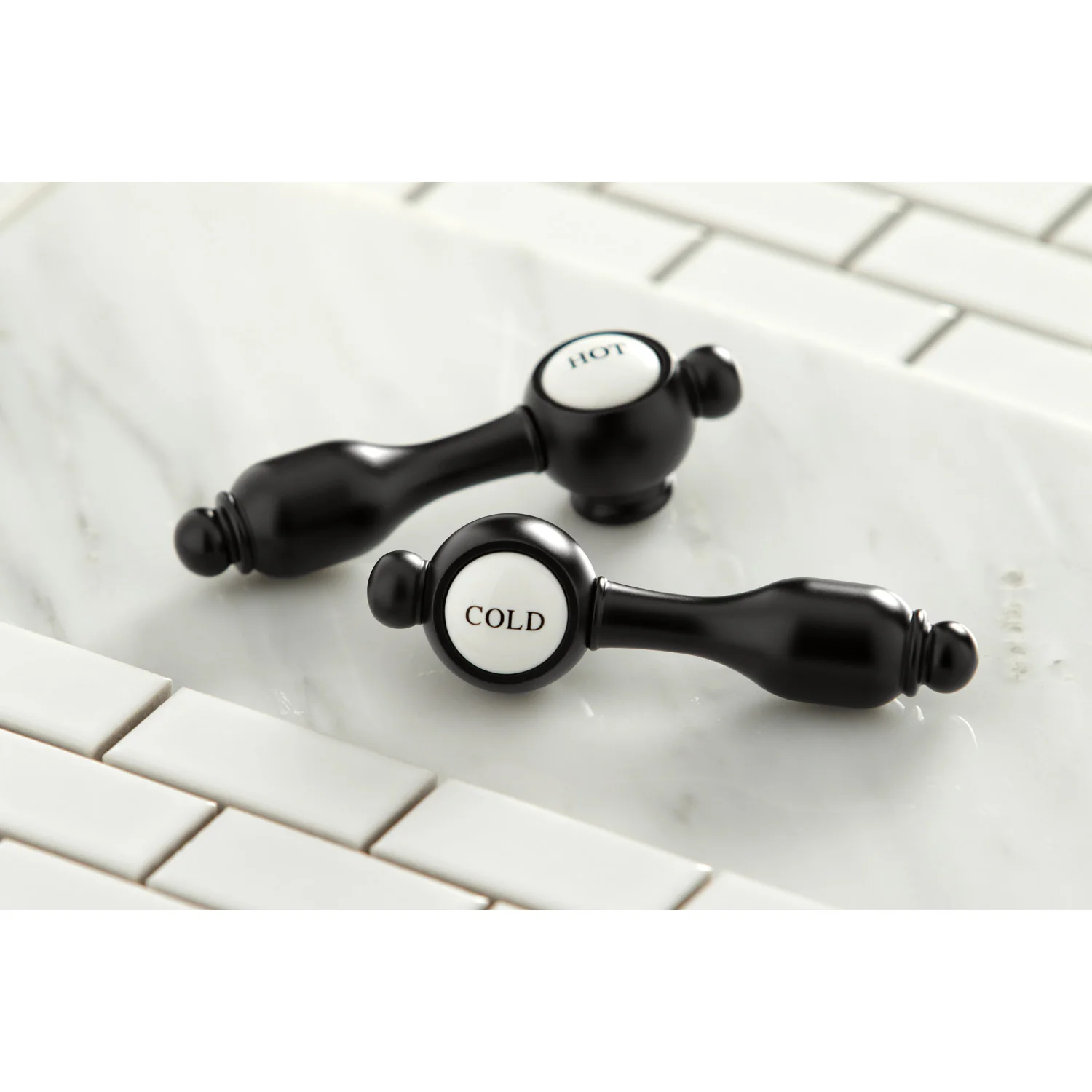 Kingston Tulare KS4460TAL - Tudor Two-Handle 3-Hole Deck Mount Widespread Bathroom Faucet with Brass Pop-Up, Matte Black - Image 5