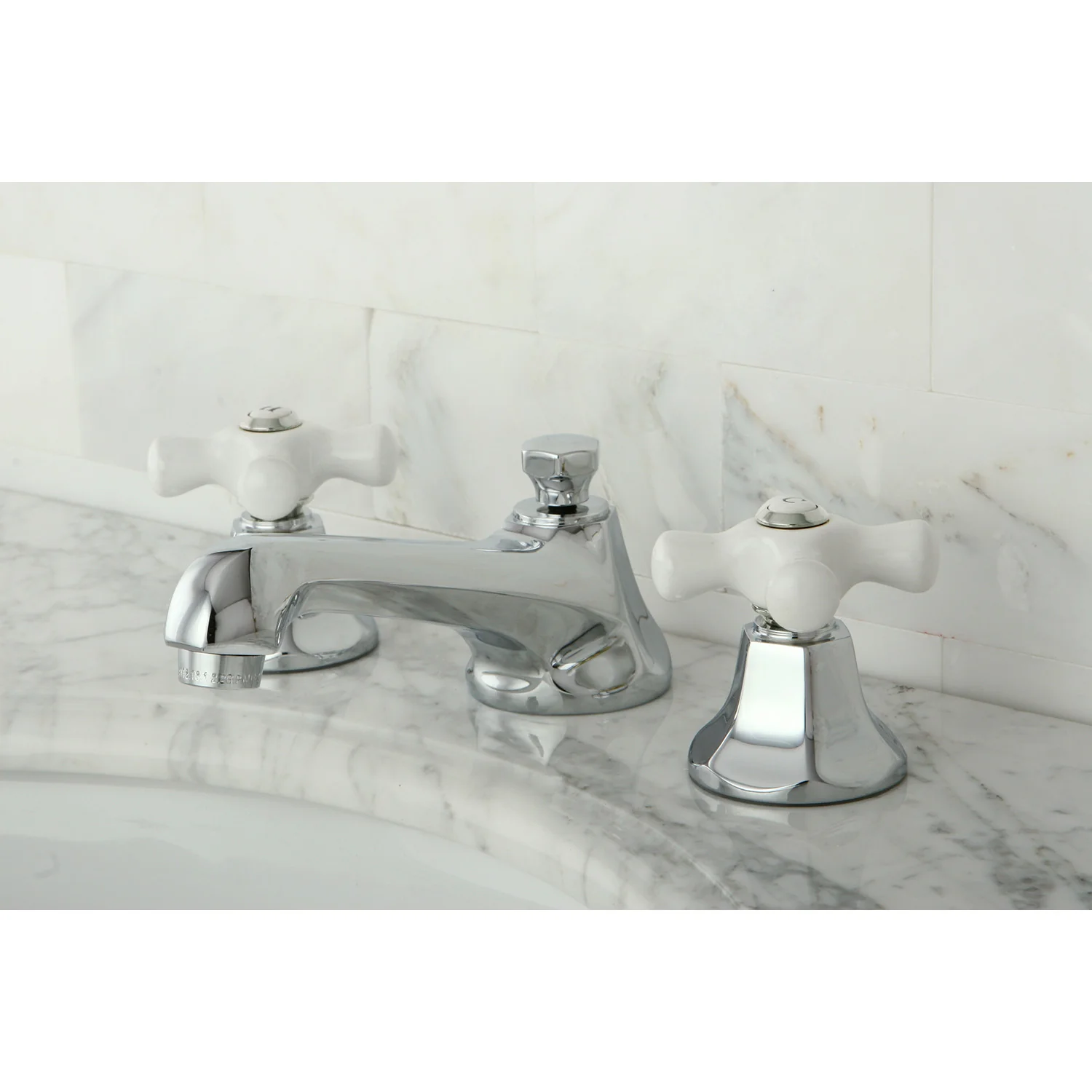 Kingston Tulare KS4461PX - Metropolitan Two-Handle 3-Hole Deck Mount Widespread Bathroom Faucet with Brass Pop-Up, Polished Chrome - Image 2