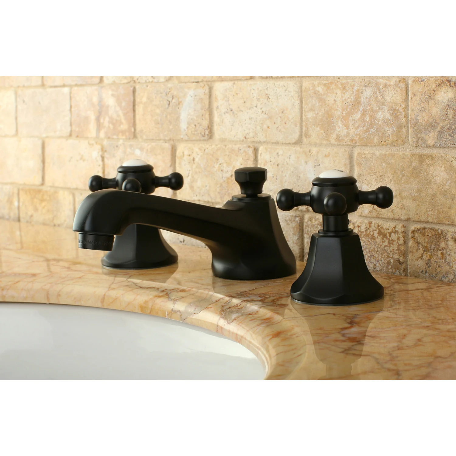 Kingston Heirloom KS4465BX - Metropolitan Two-Handle 3-Hole Deck Mount Widespread Bathroom Faucet with Brass Pop-Up, Oil Rubbed Bronze - Image 3