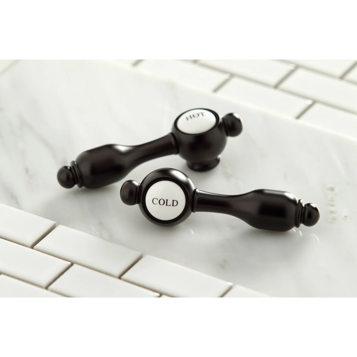 Kingston Tulare KS4465TAL - Tudor Two-Handle 3-Hole Deck Mount Widespread Bathroom Faucet with Brass Pop-Up, Oil Rubbed Bronze - Image 7