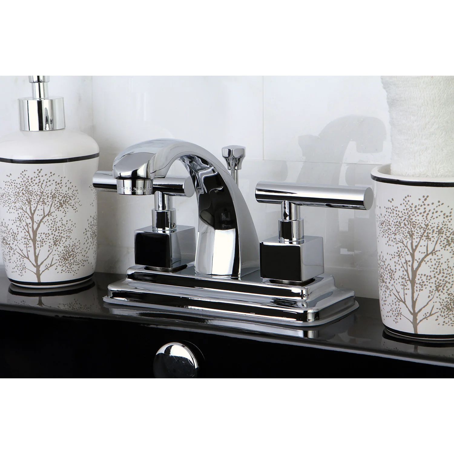 Kingston Tulare KS4641CQL - Claremont Double-Handle 3-Hole Deck Mount 4-Inch Centerset Bathroom Faucet with Brass Pop-Up, Polished Chrome - Image 2