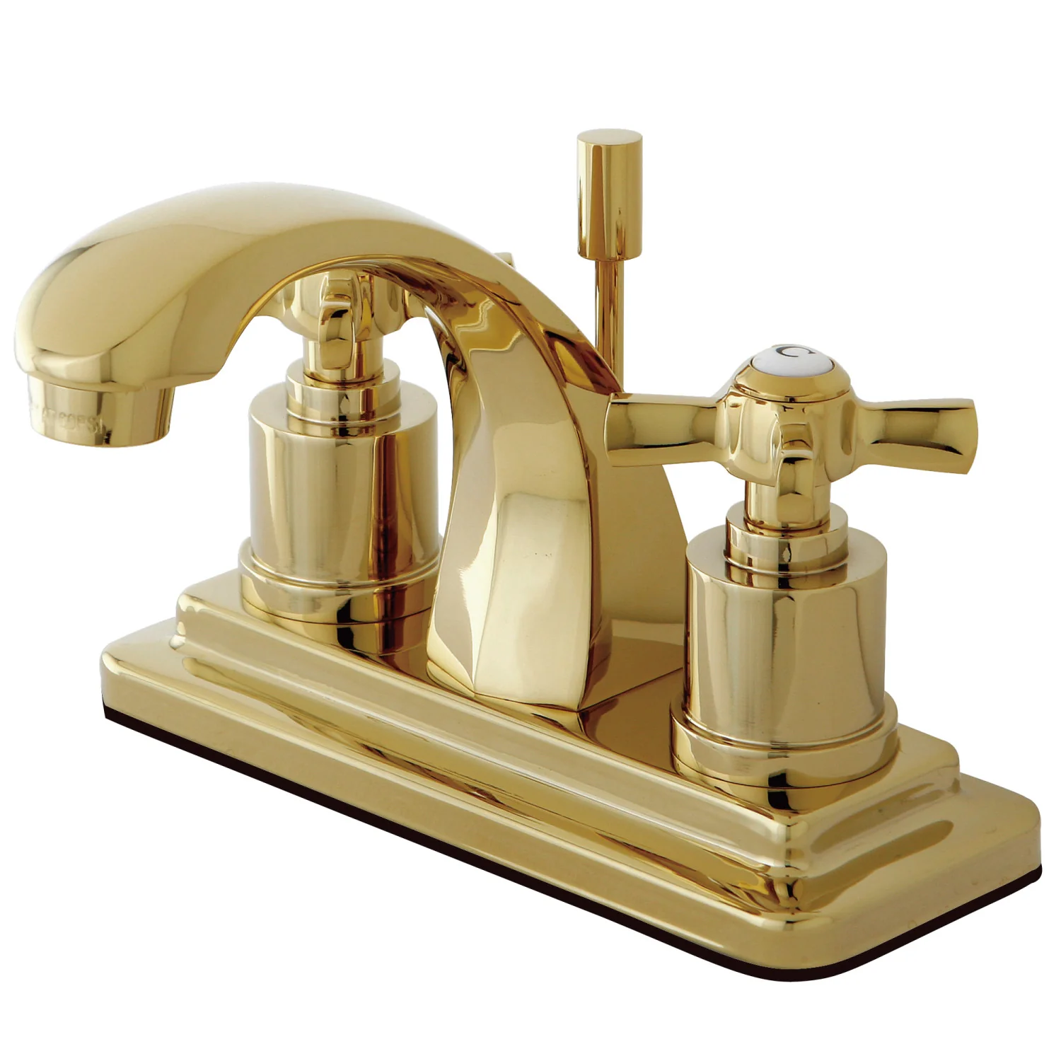 Kingston Tulare KS4642ZX - Millennium Double-Handle 3-Hole Deck Mount 4-Inch Centerset Bathroom Faucet with Brass Pop-Up, Polished Brass