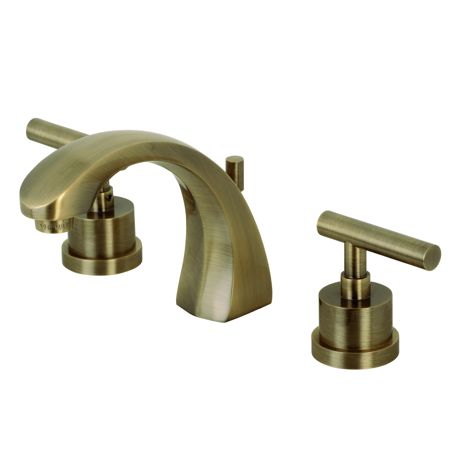 Kingston Sona KS4983CML - Manhattan Two-Handle 3-Hole Deck Mount Widespread Bathroom Faucet with Brass Pop-Up, Antique Brass