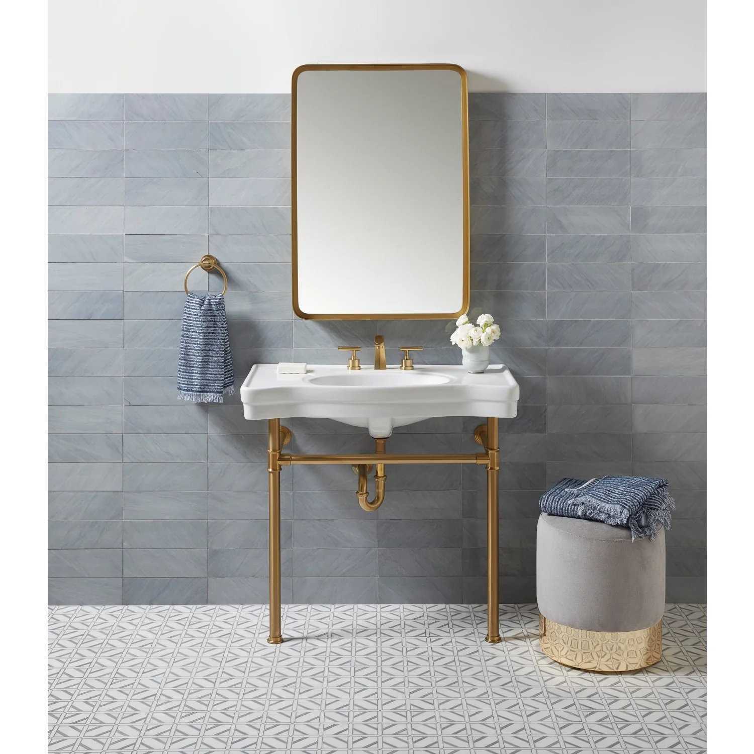 Kingston Sona KS4987CML - Manhattan Two-Handle 3-Hole Deck Mount Widespread Bathroom Faucet with Brass Pop-Up, Brushed Brass - Image 3