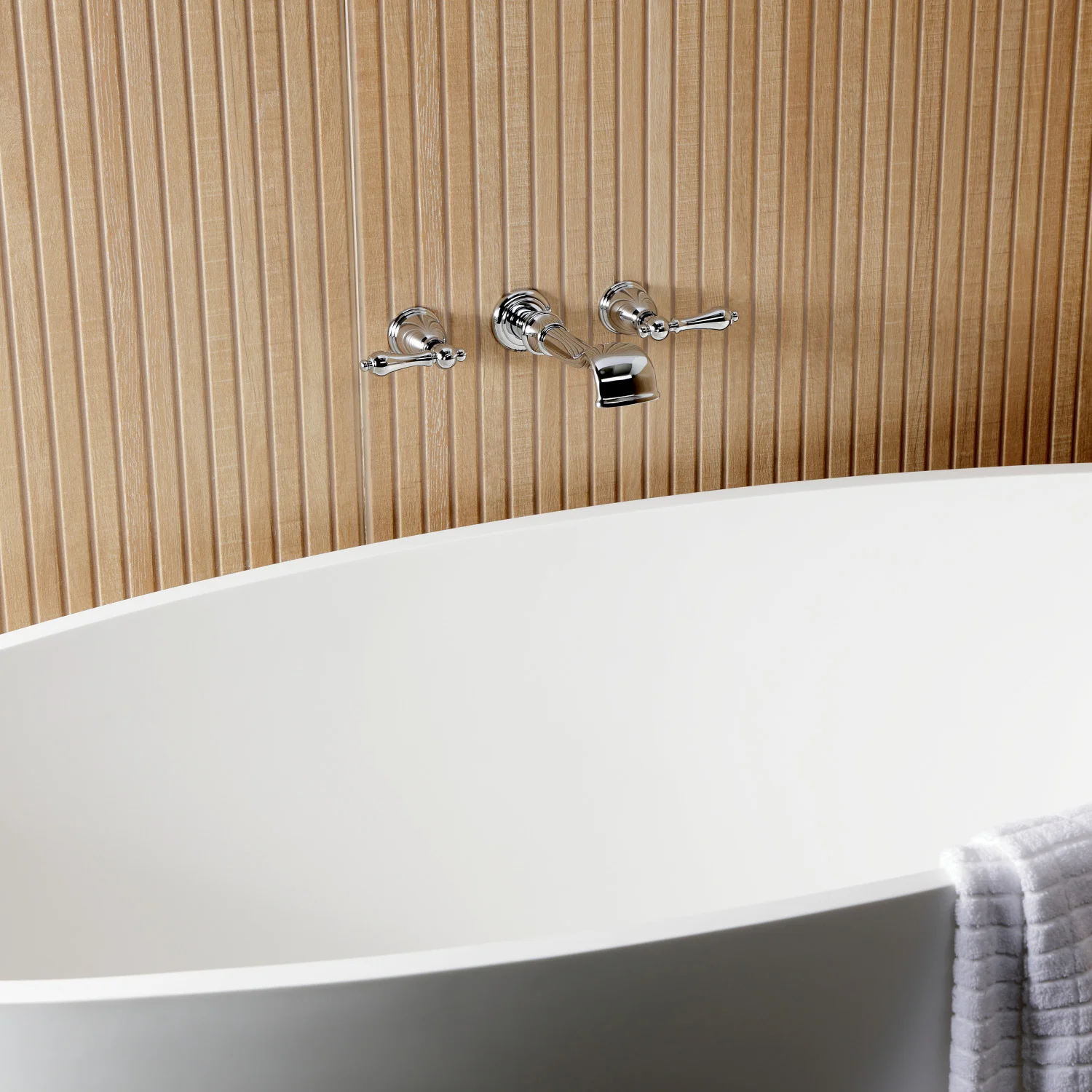 Kingston Heirloom KS5021AL Two-Handle 3-Hole Wall Mount Tub Faucet, Polished Chrome - Image 2
