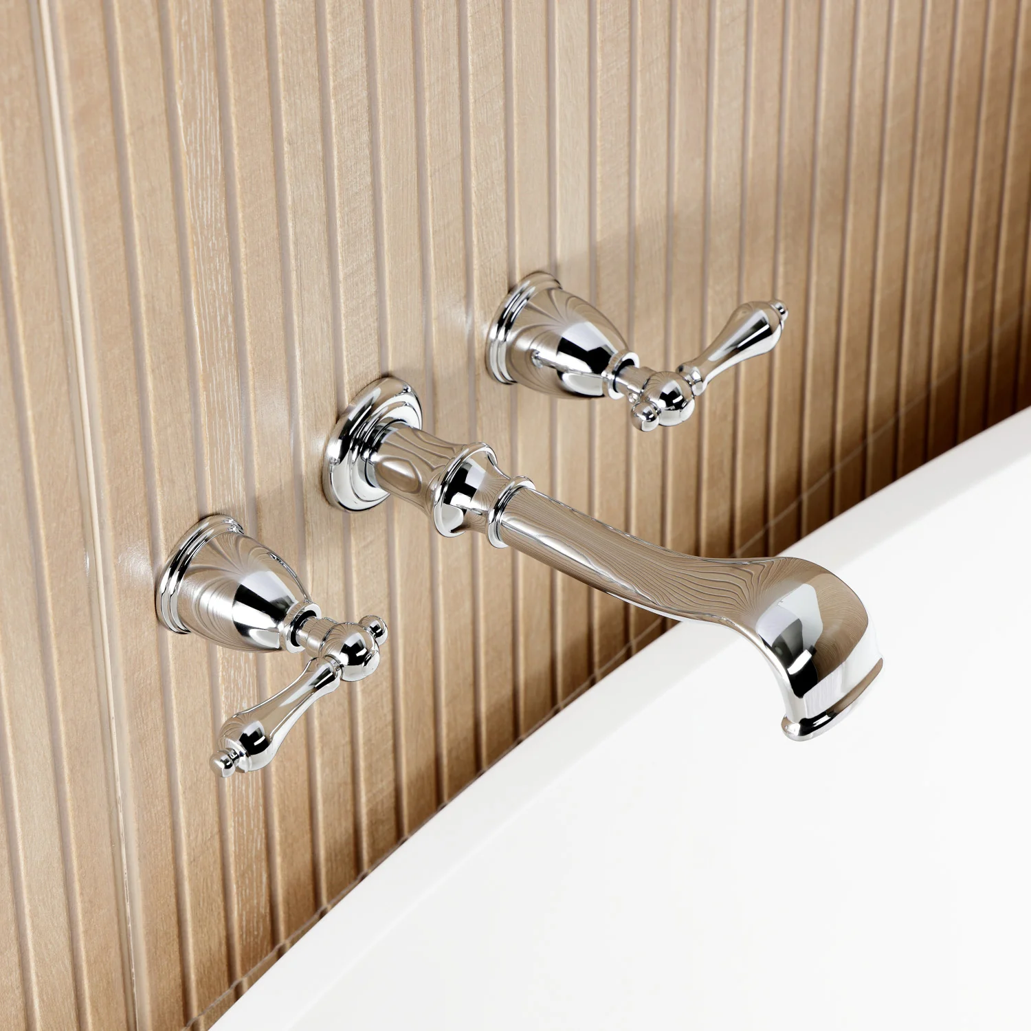 Kingston Heirloom KS5021AL Two-Handle 3-Hole Wall Mount Tub Faucet, Polished Chrome - Image 6
