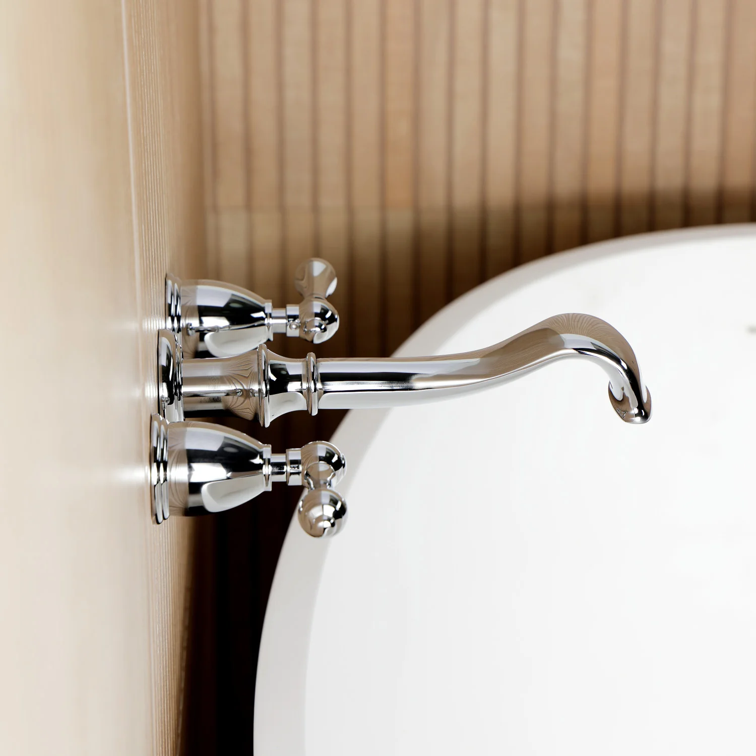 Kingston Heirloom KS5021AL Two-Handle 3-Hole Wall Mount Tub Faucet, Polished Chrome - Image 7