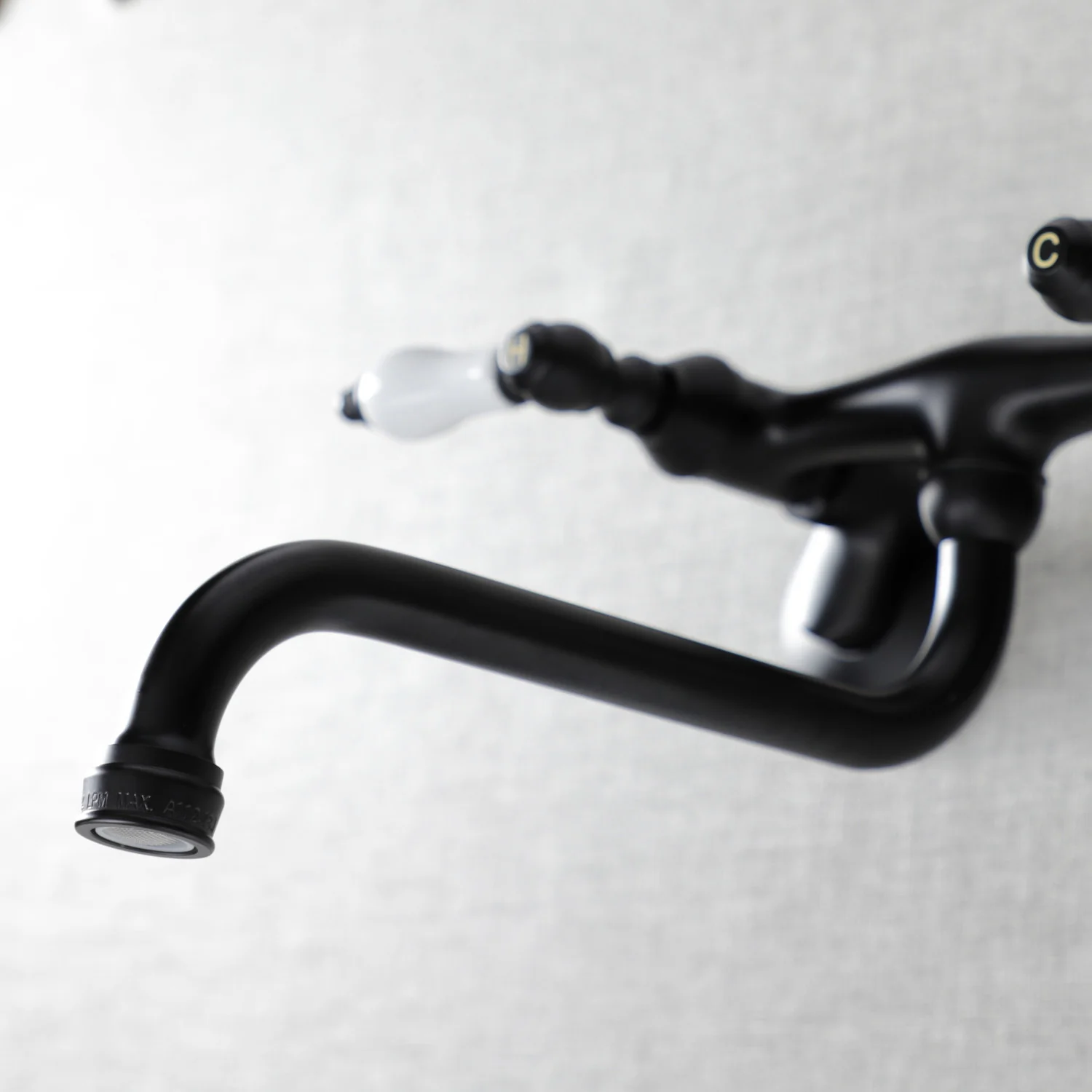 Kingston Heirloom KS516MB - Kingston Double-Handle 2-Hole Wall Mount Bathroom Faucet, Matte Black - Image 3