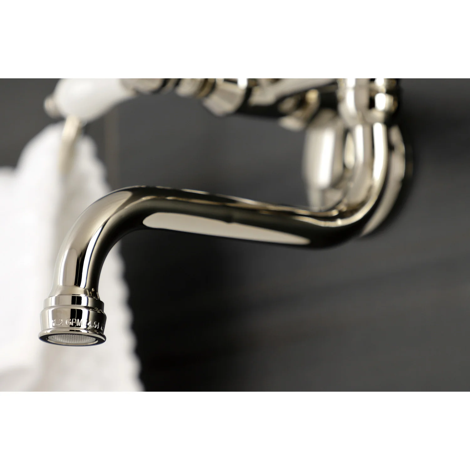 Kingston Heirloom KS516PN - Kingston Double-Handle 2-Hole Wall Mount Bathroom Faucet, Polished Nickel - Image 3