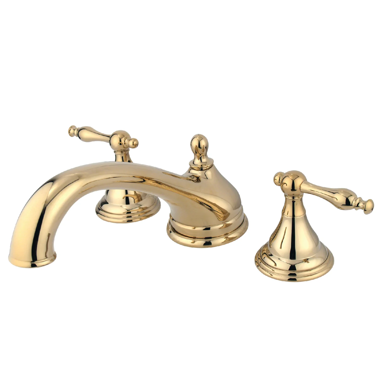 Kingston Tulare KS5532NL - Naples Two-Handle 3-Hole Deck Mount Roman Tub Faucet, Polished Brass