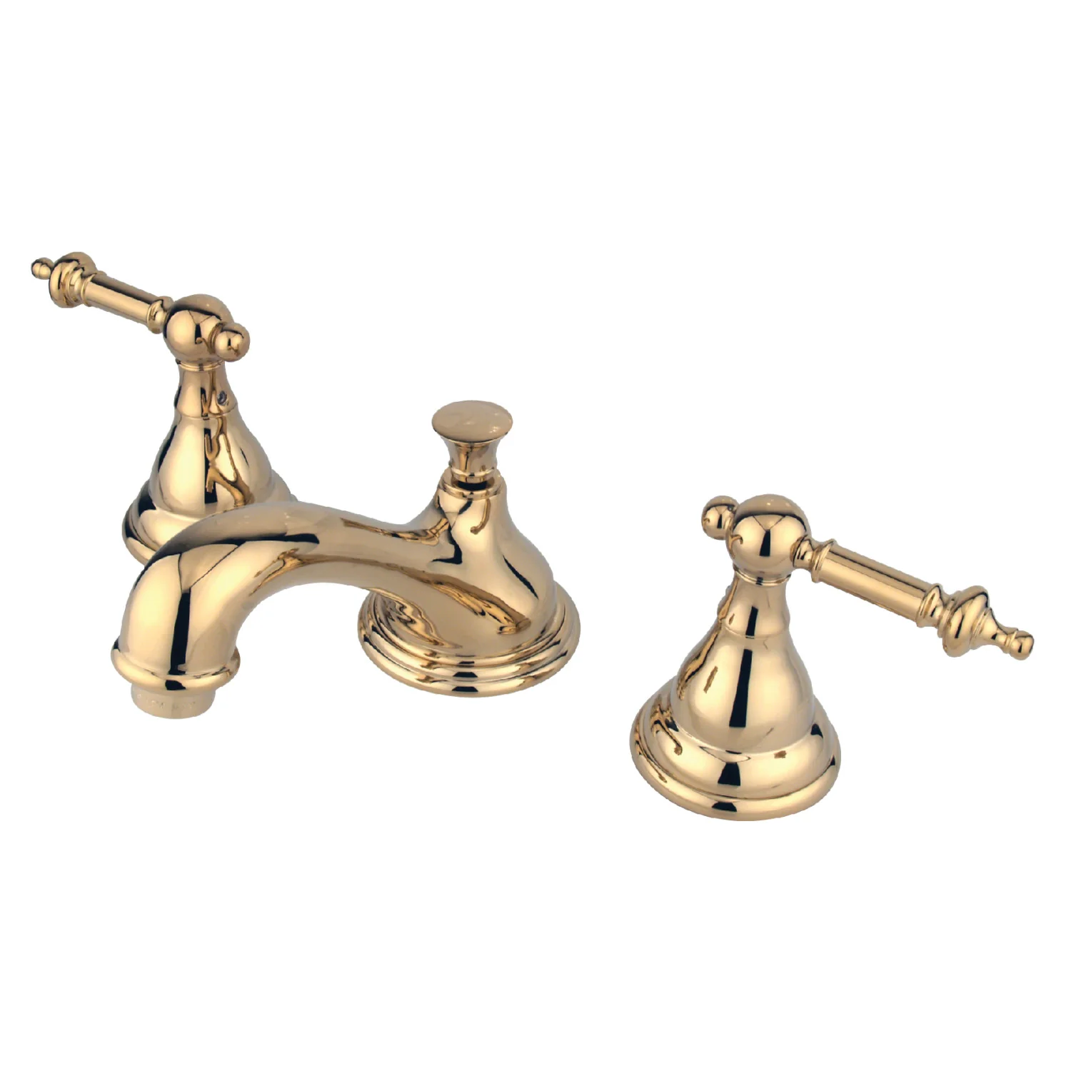 Kingston Heirloom KS5562TL Two-Handle 3-Hole Deck Mount Widespread Bathroom Faucet with Brass Pop-Up, Polished Brass