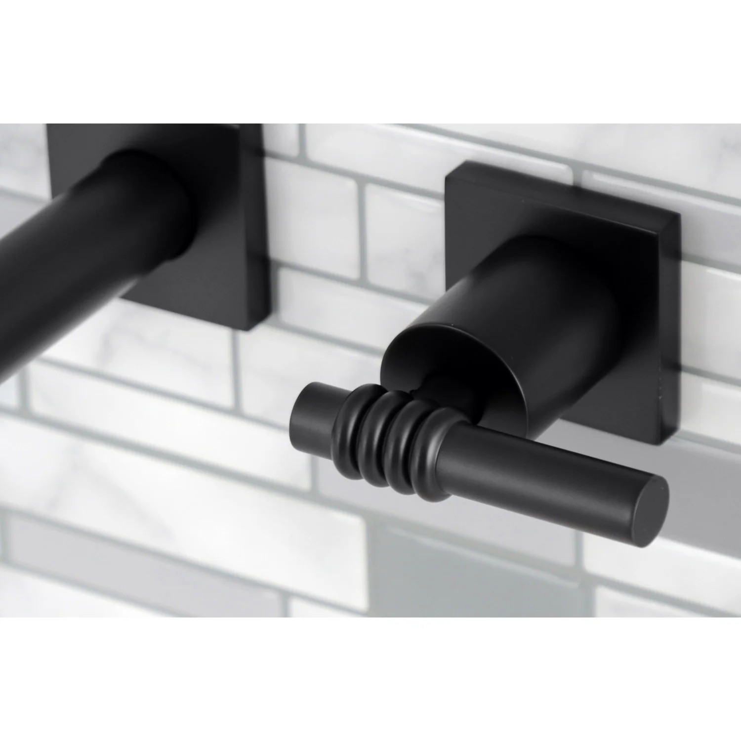 Kingston Sona KS6020ML - Milano Two-Handle 3-Hole Wall Mount Tub Faucet, Matte Black - Image 2