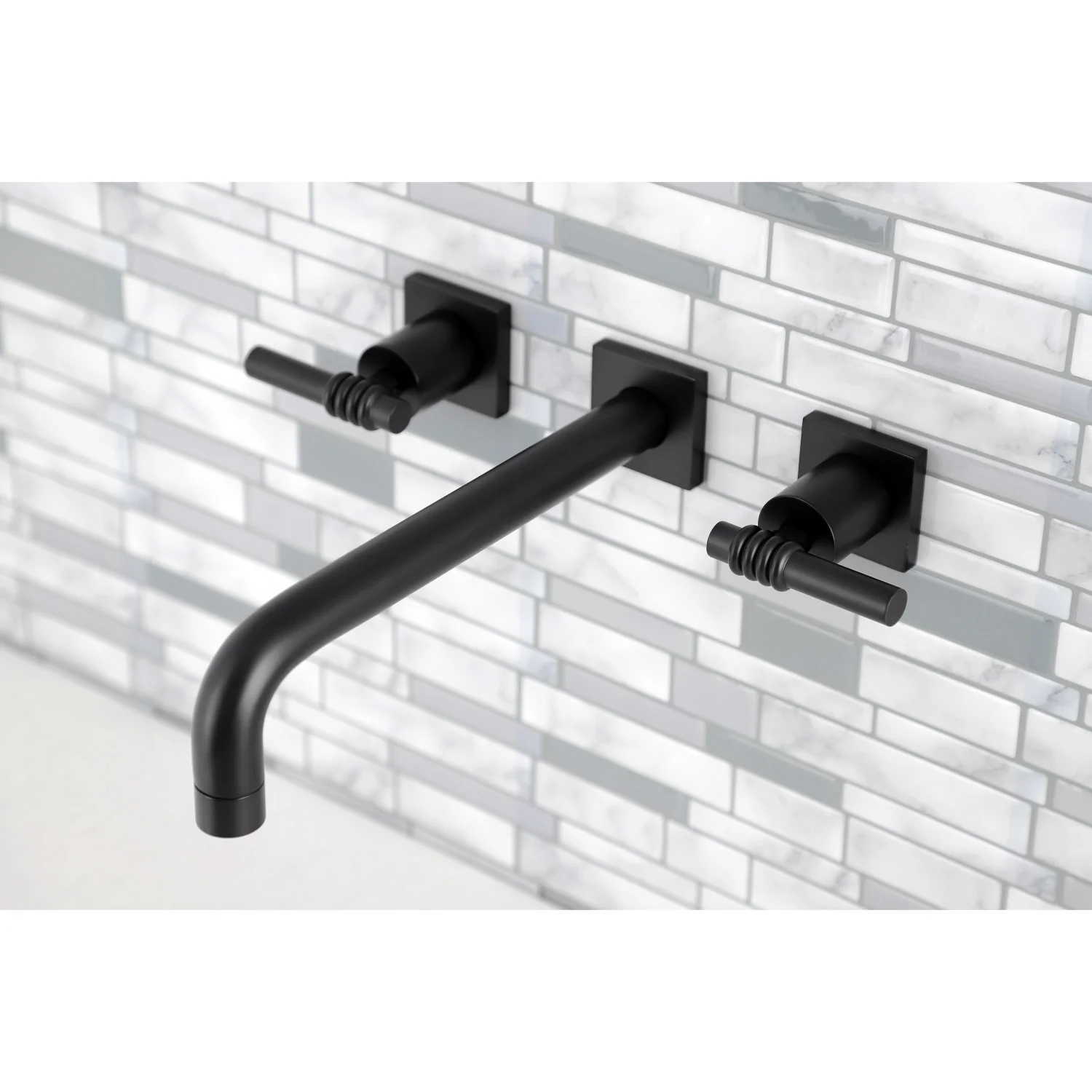 Kingston Sona KS6020ML - Milano Two-Handle 3-Hole Wall Mount Tub Faucet, Matte Black - Image 5